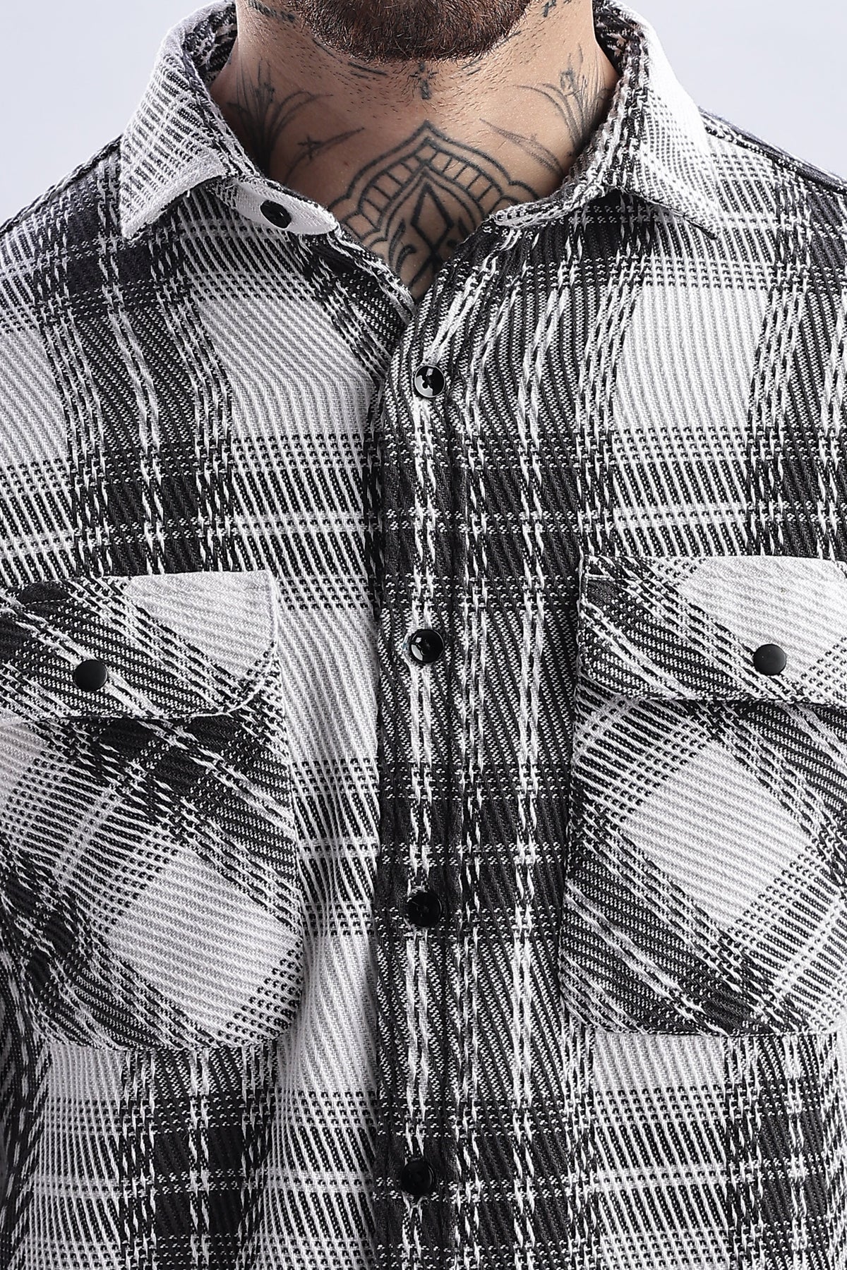 Men Flannel Shirt-Grey