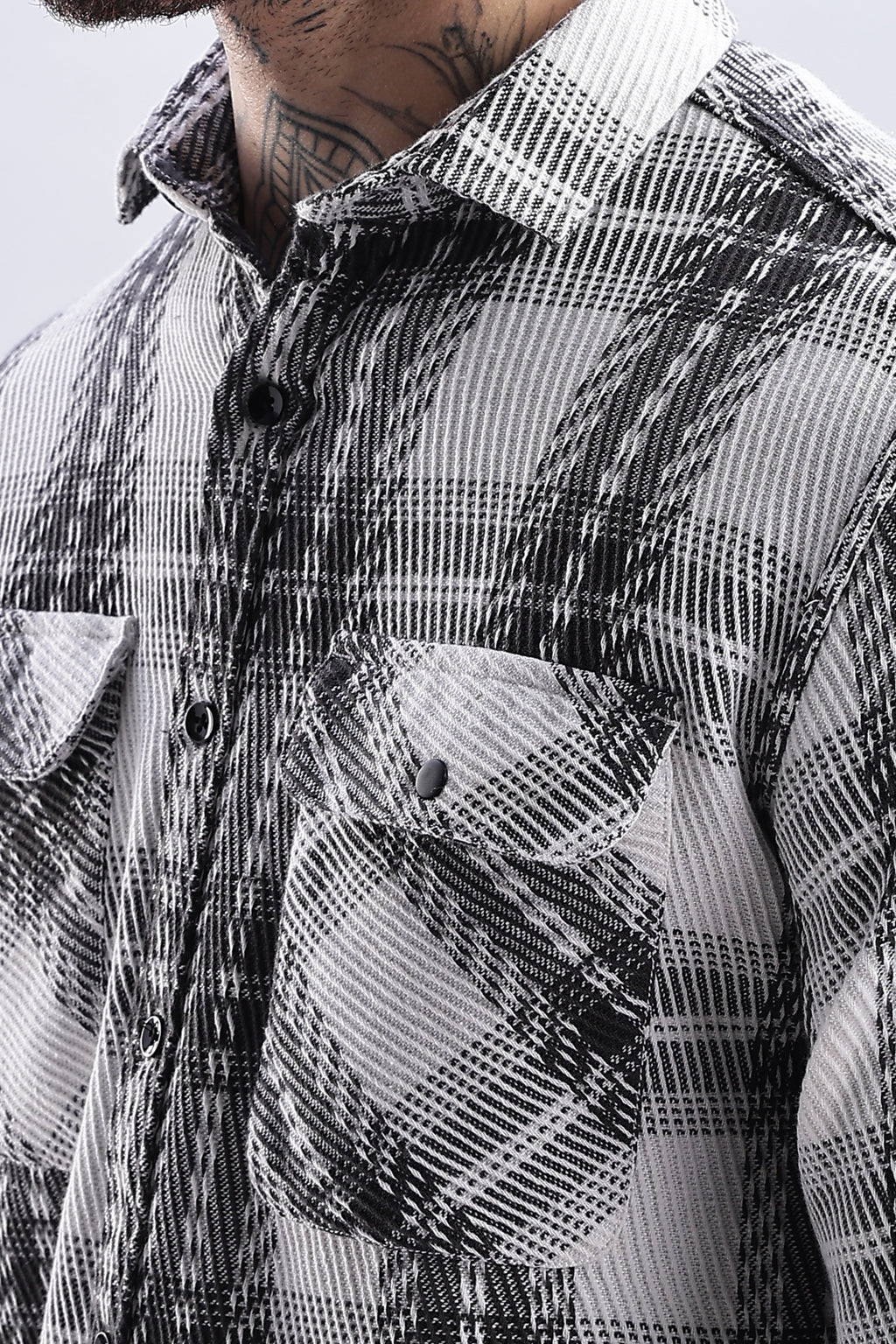 Men Flannel Shirt-Grey