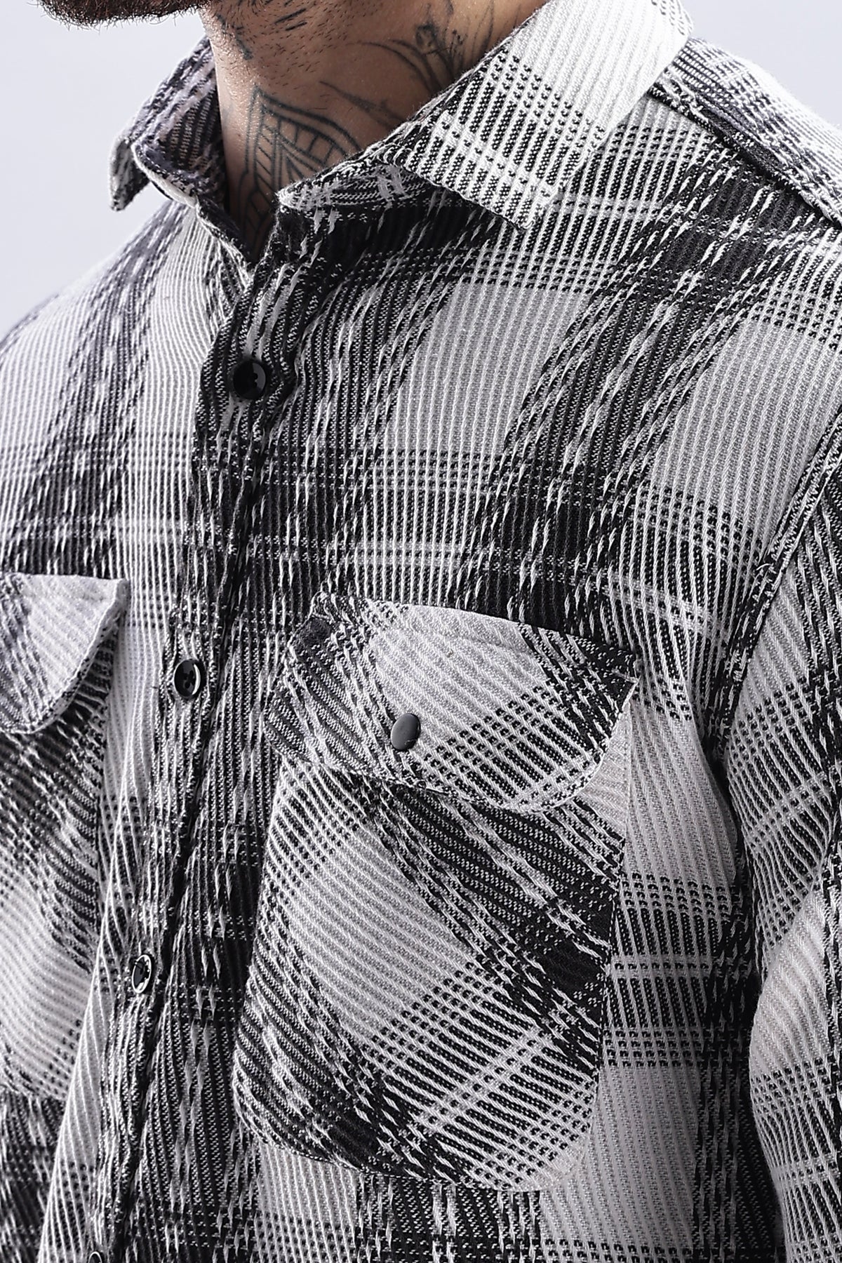 Men Flannel Shirt-Grey