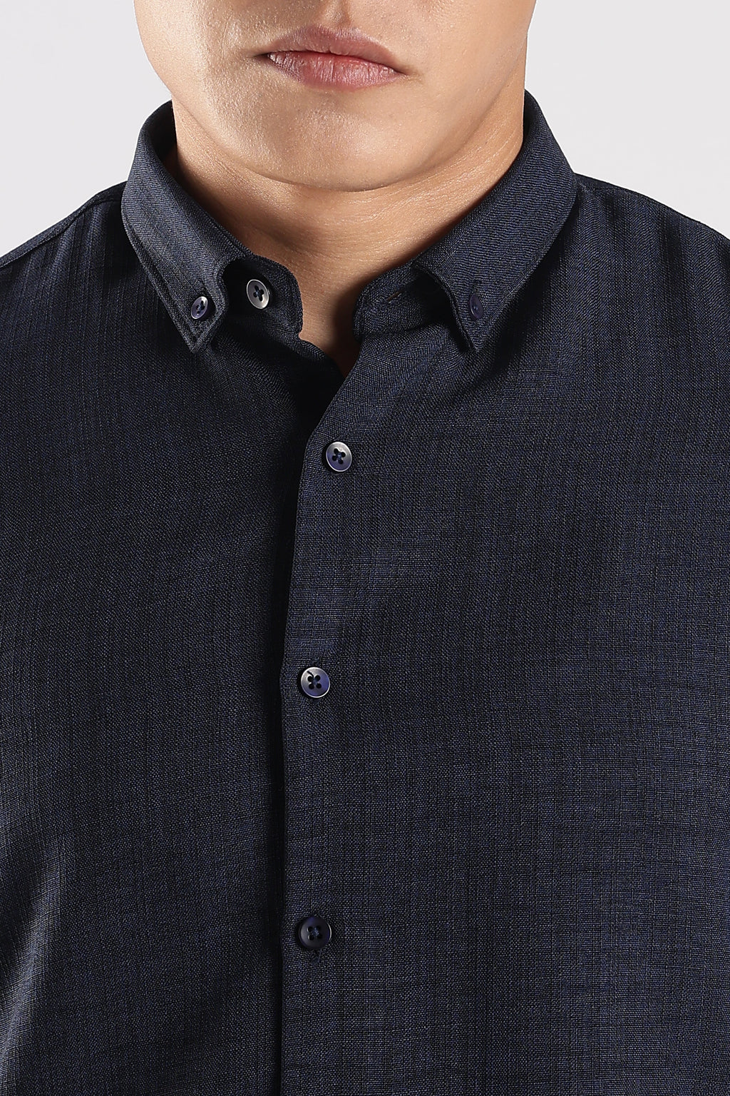 Men Linen Mix Shirts-Navy