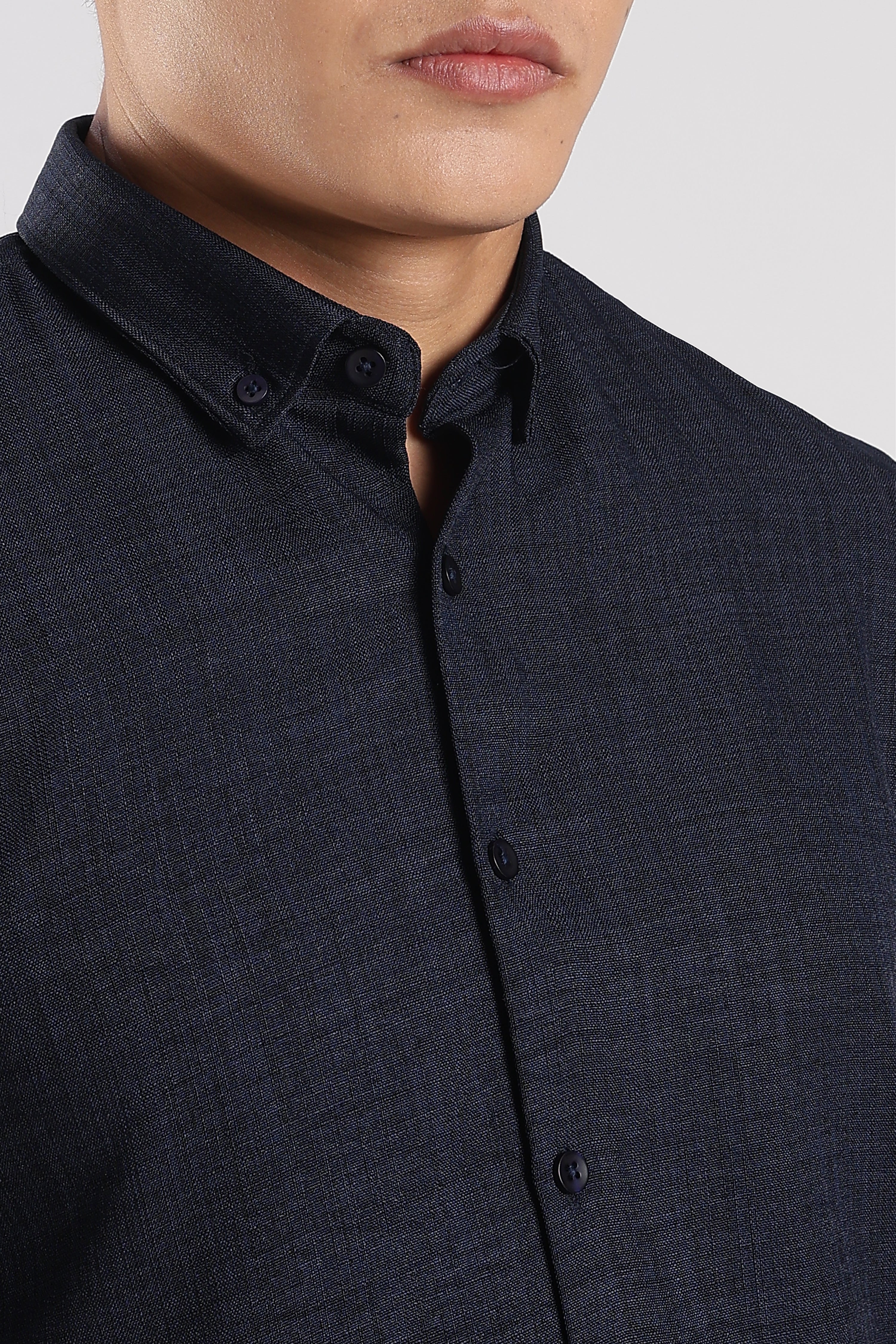 Men Linen Mix Shirts-Navy