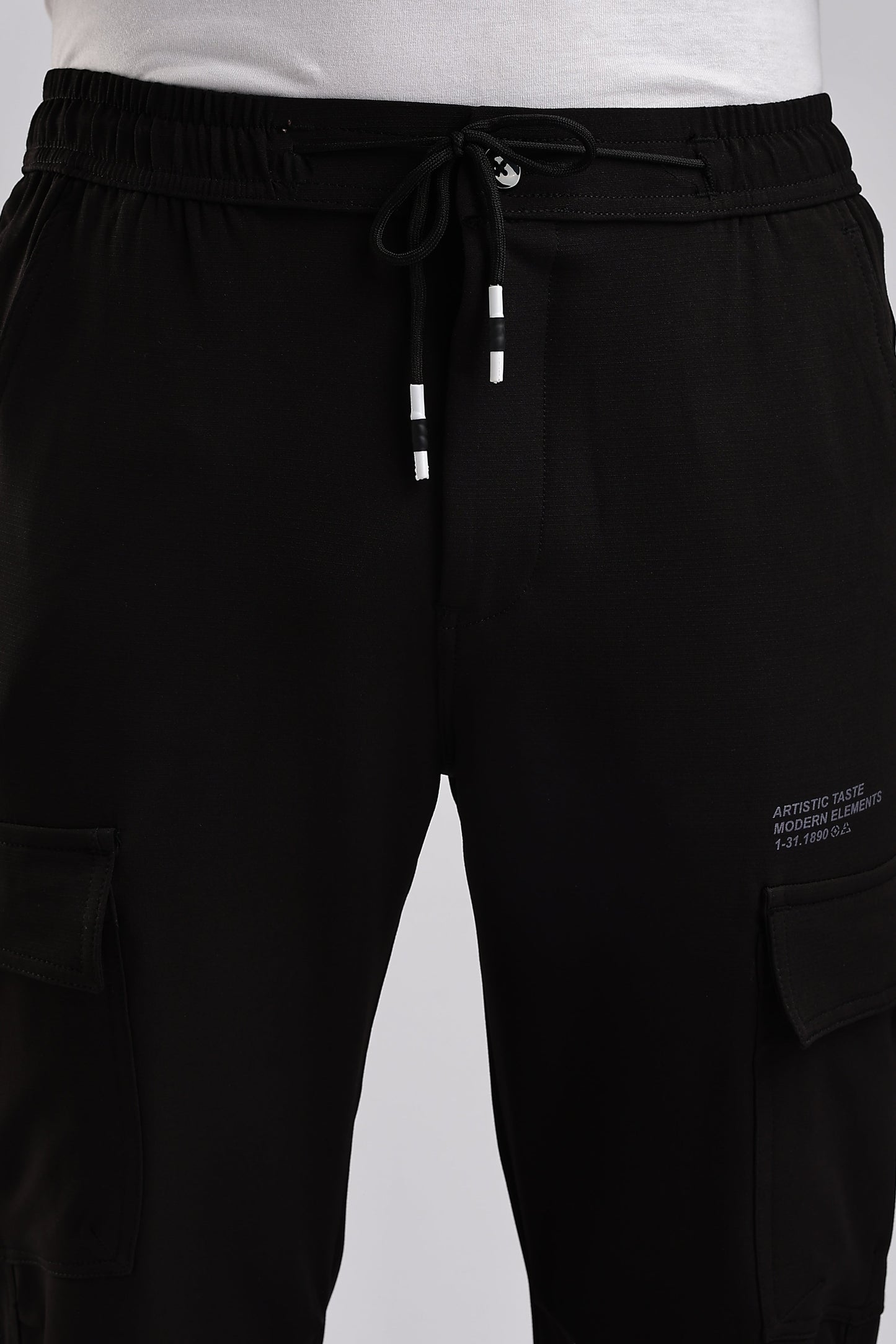 Men Structured Imported Utility Cargo-Black