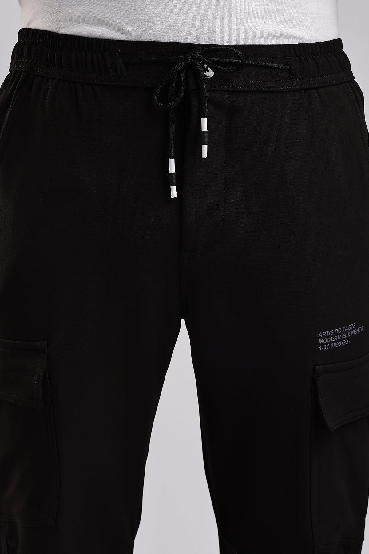 Men Structured Imported Utility Cargo-Black