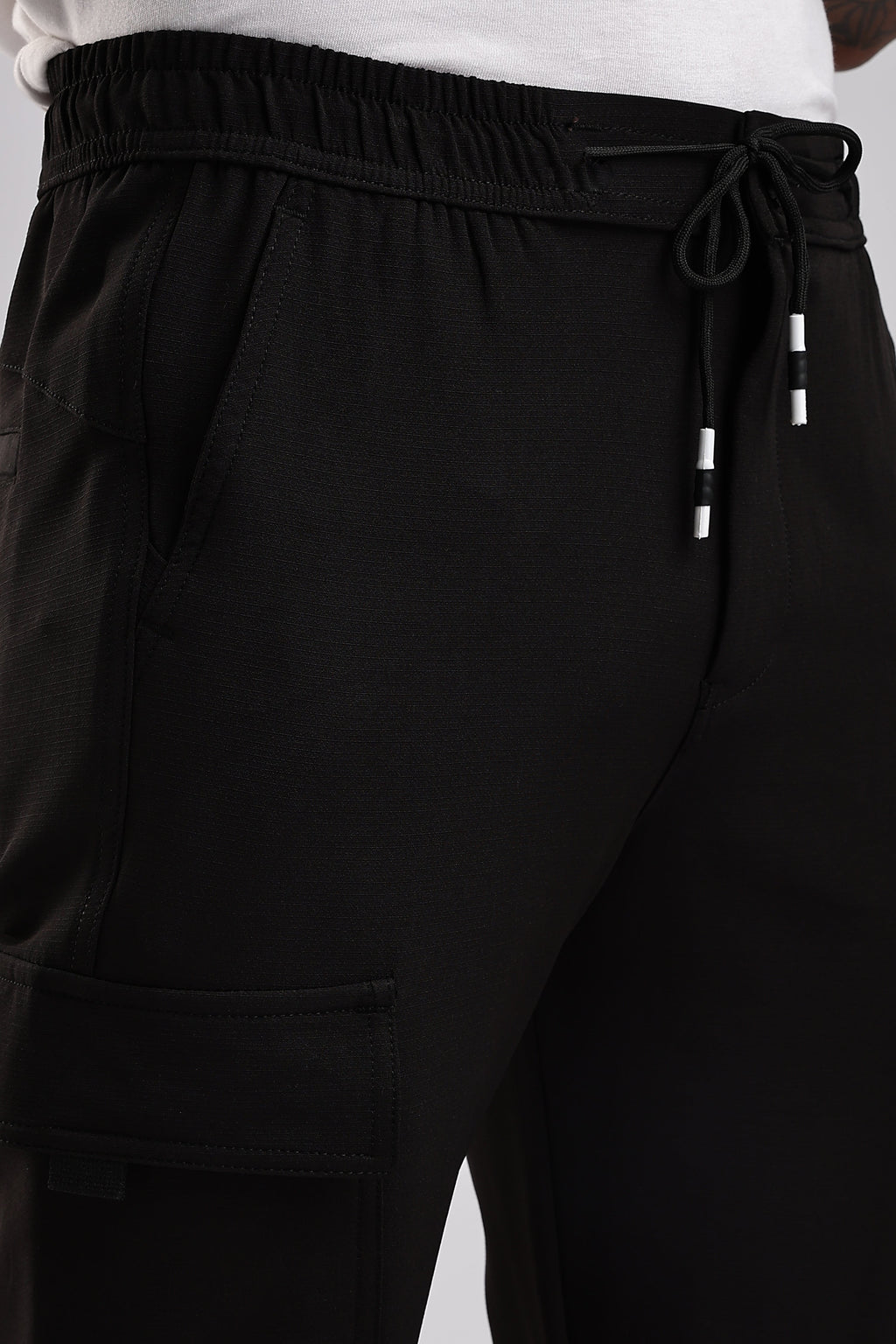 Men Structured Imported Utility Cargo-Black