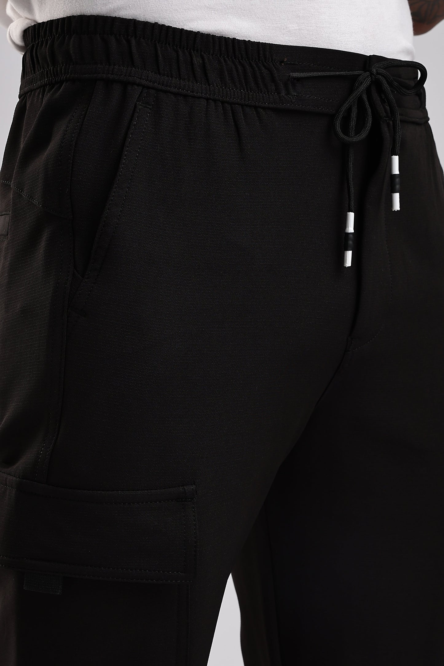 Men Structured Imported Utility Cargo-Black