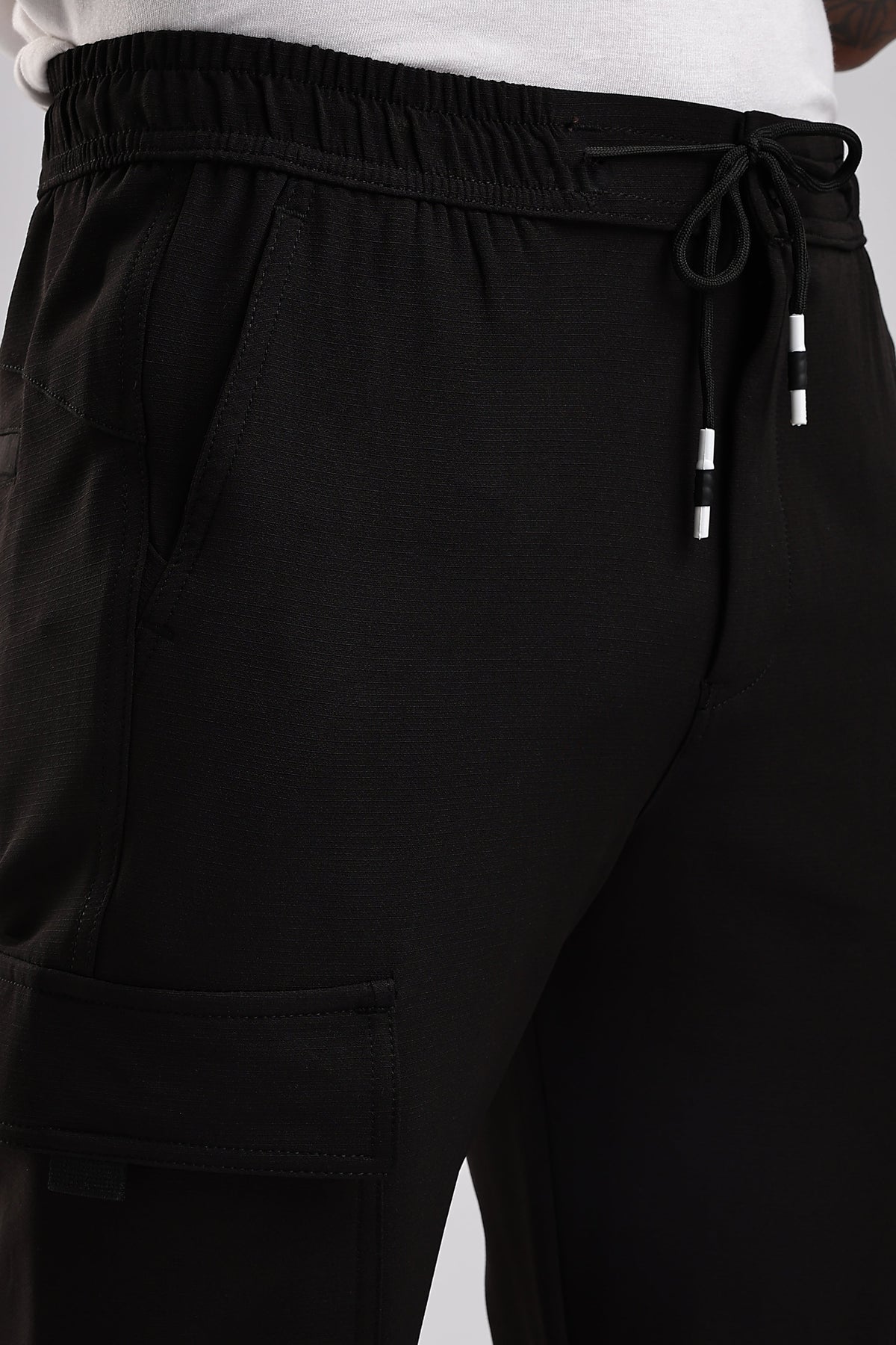 Men Structured Imported Utility Cargo-Black