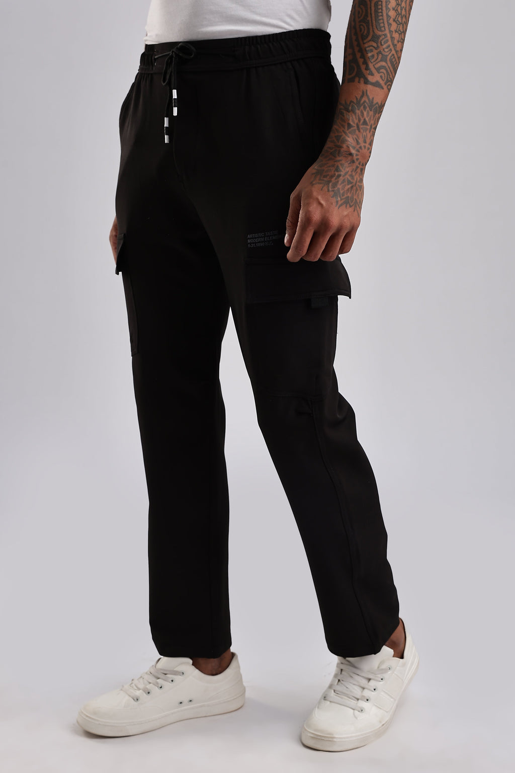 Men Structured Imported Utility Cargo-Black