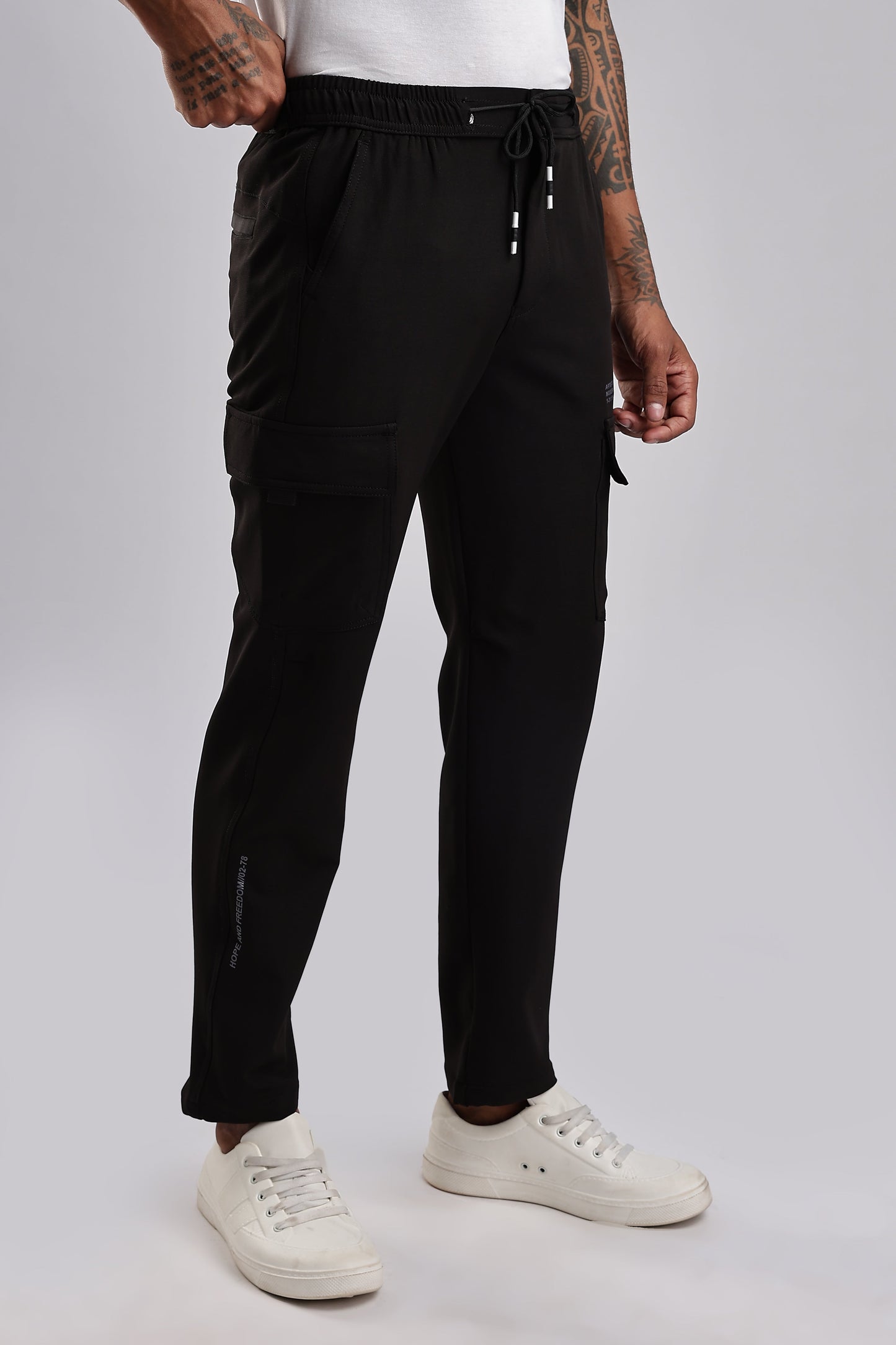 Men Structured Imported Utility Cargo-Black