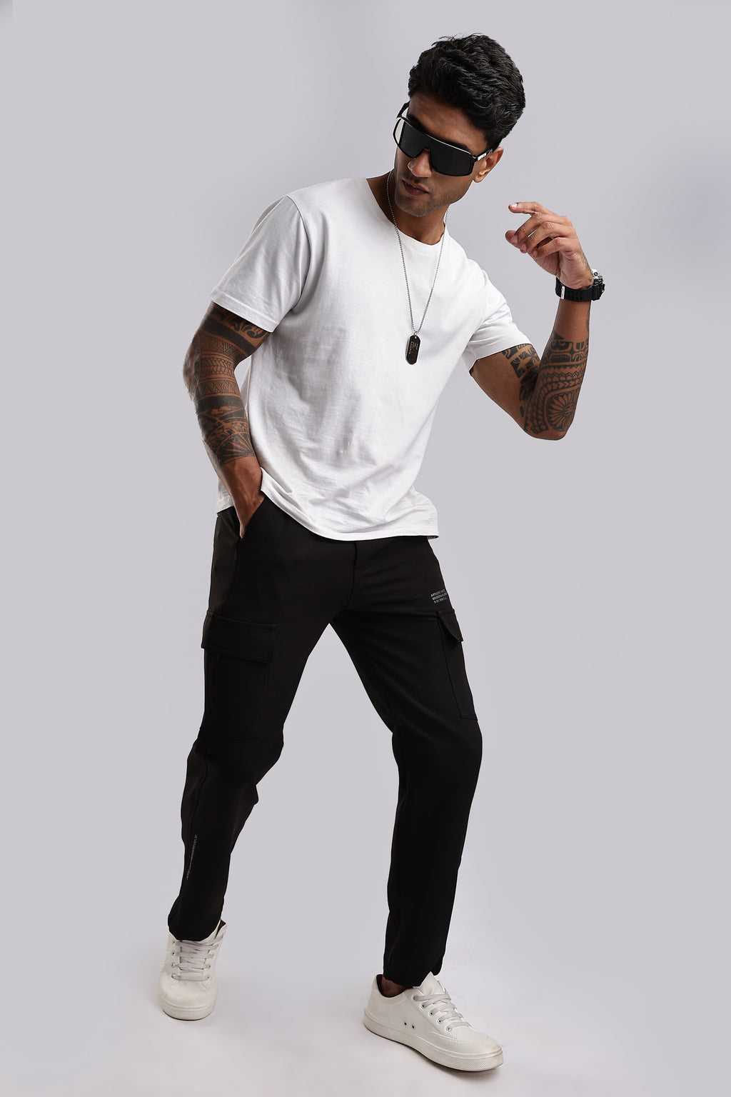Men Structured Imported Utility Cargo-Black