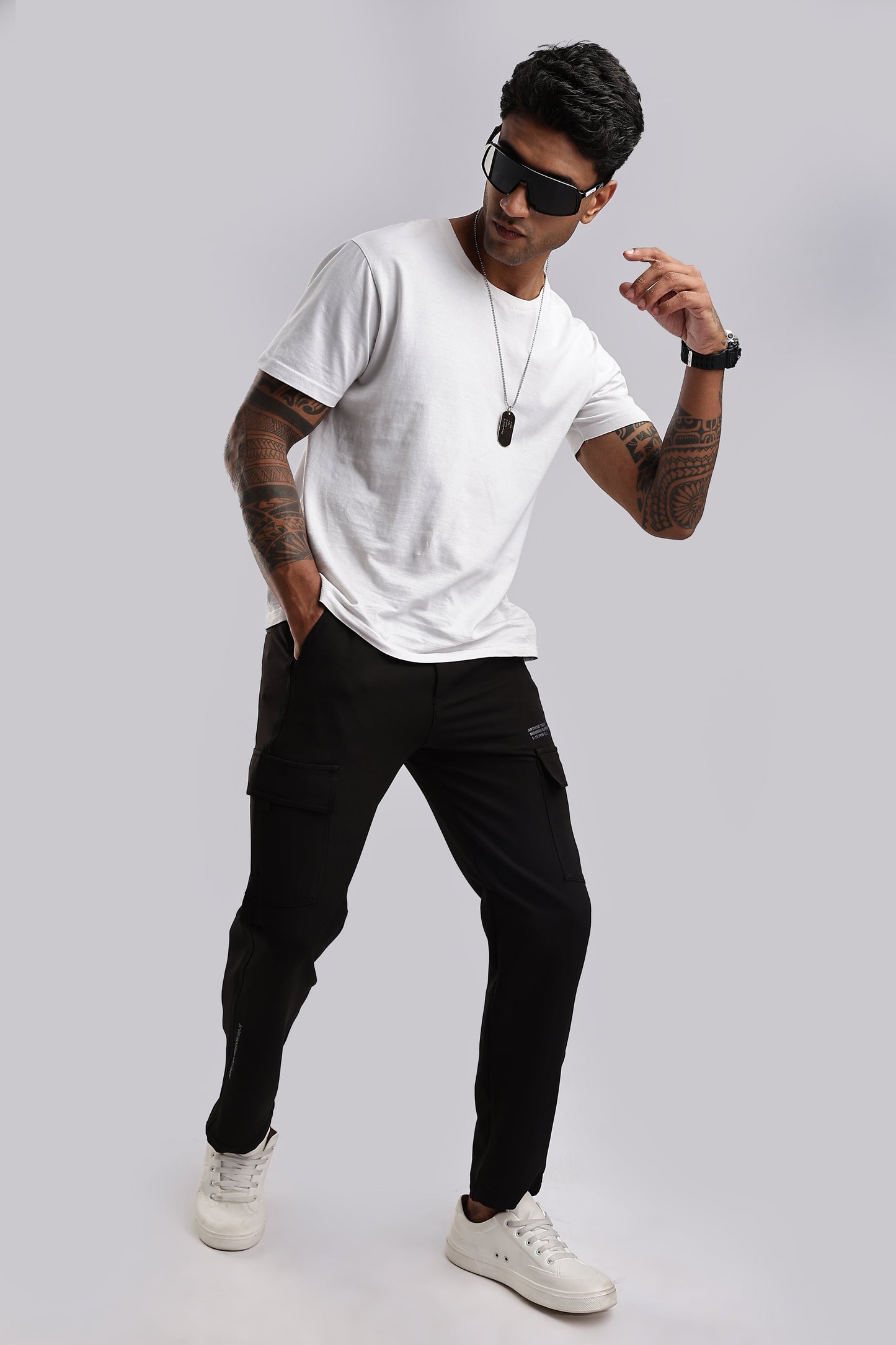 Men Structured Imported Utility Cargo-Black