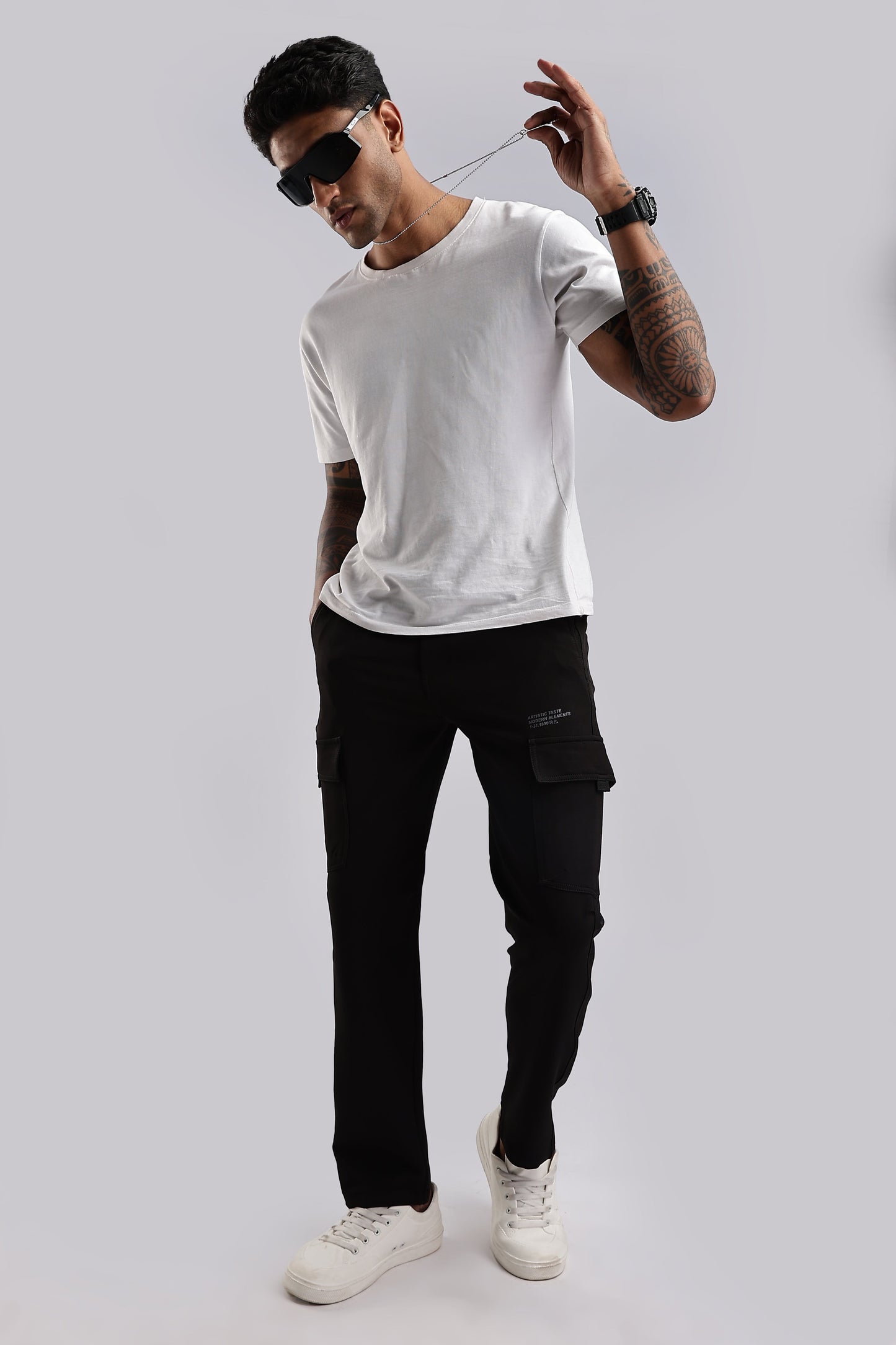 Men Structured Imported Utility Cargo-Black