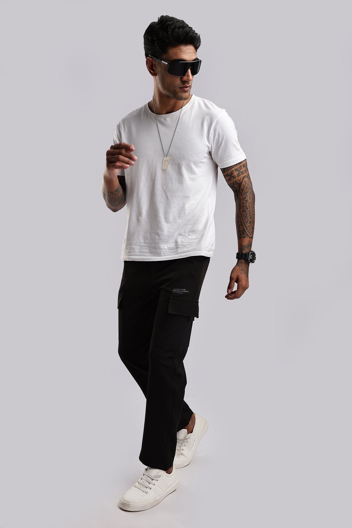 Men Structured Imported Utility Cargo-Black