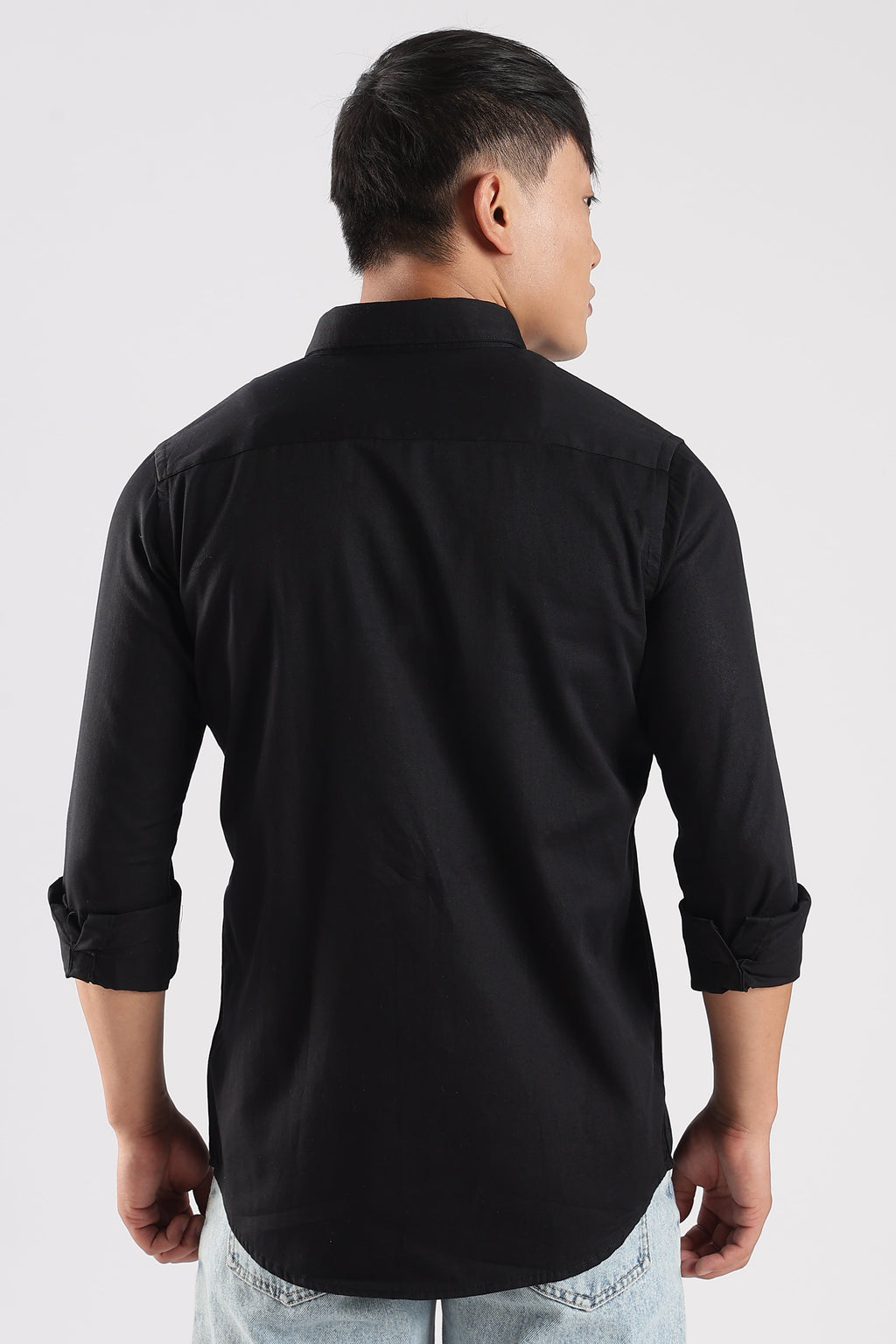 Men Army Twill Shirts-Black
