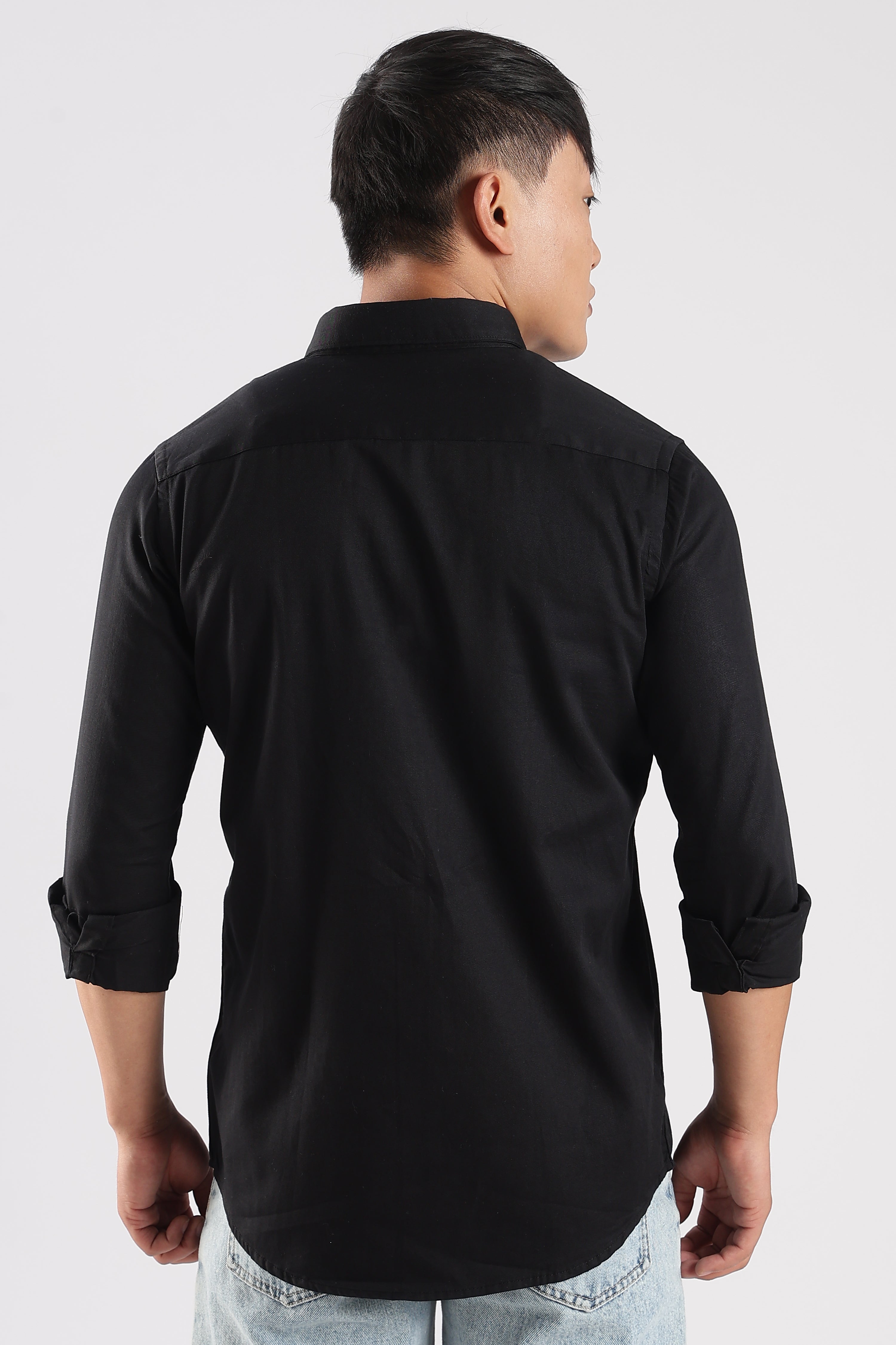 Men Army Twill Shirts-Black