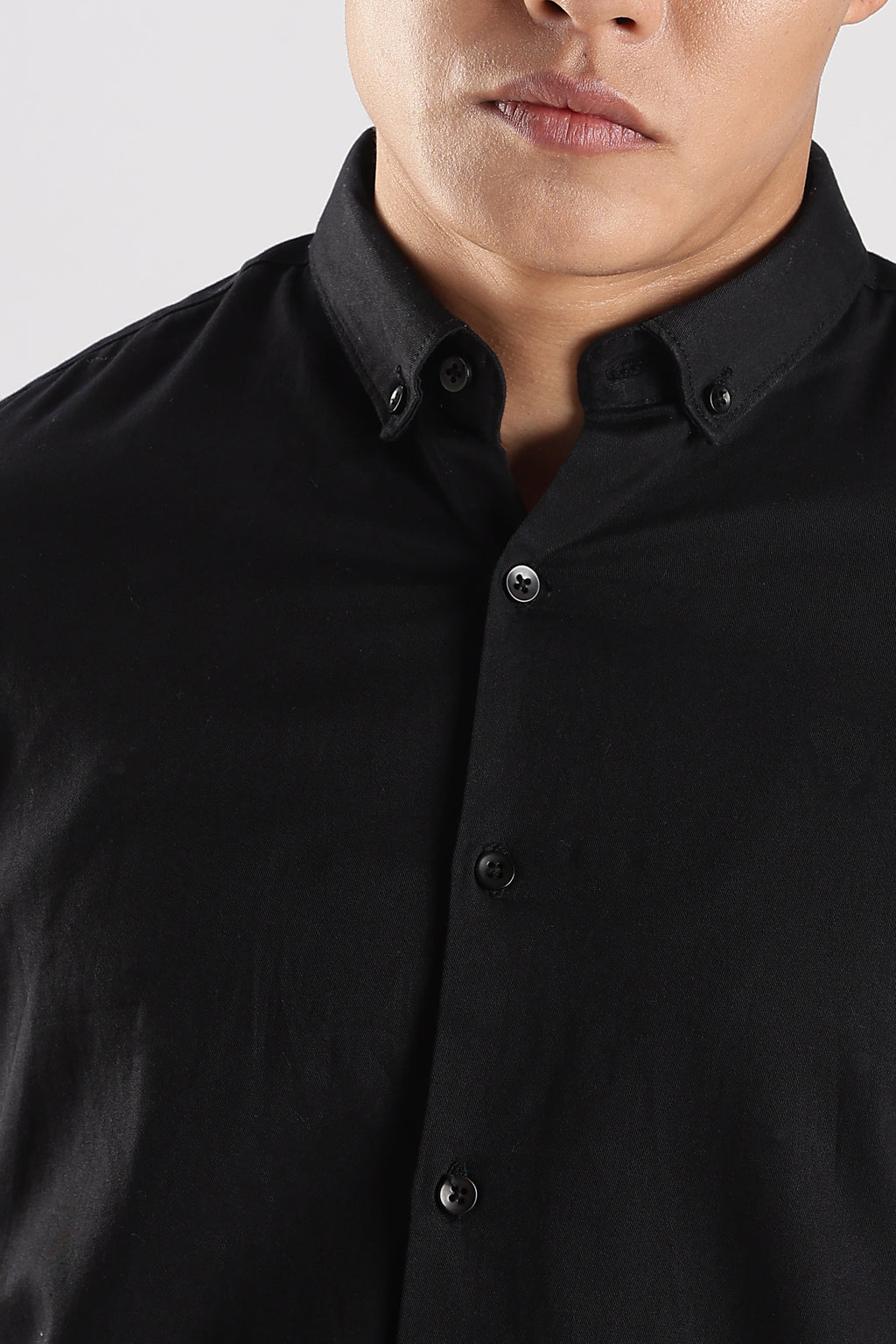 Men Army Twill Shirts-Black