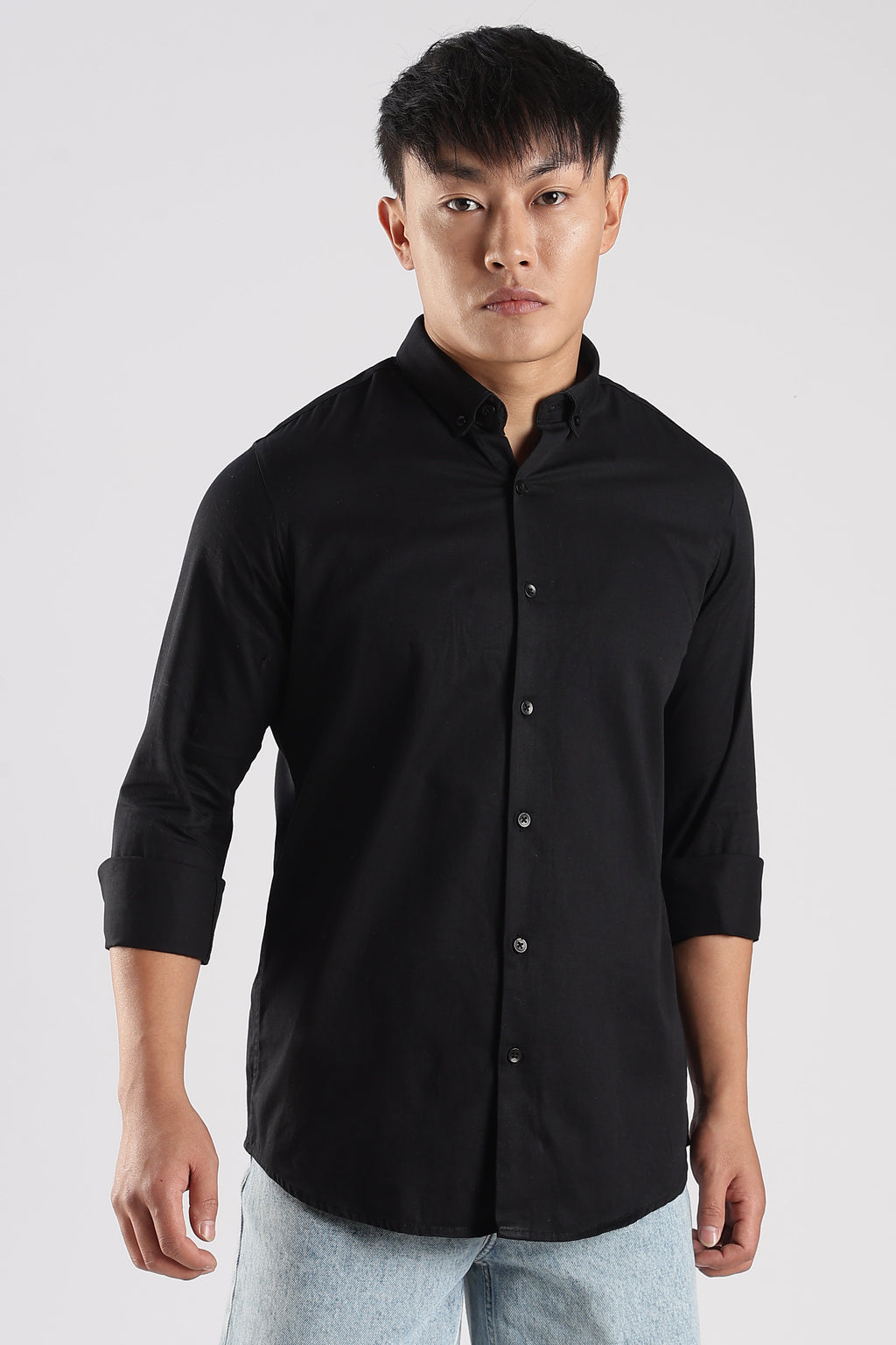 Men Army Twill Shirts-Black