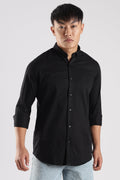Men Army Twill Shirts-Black