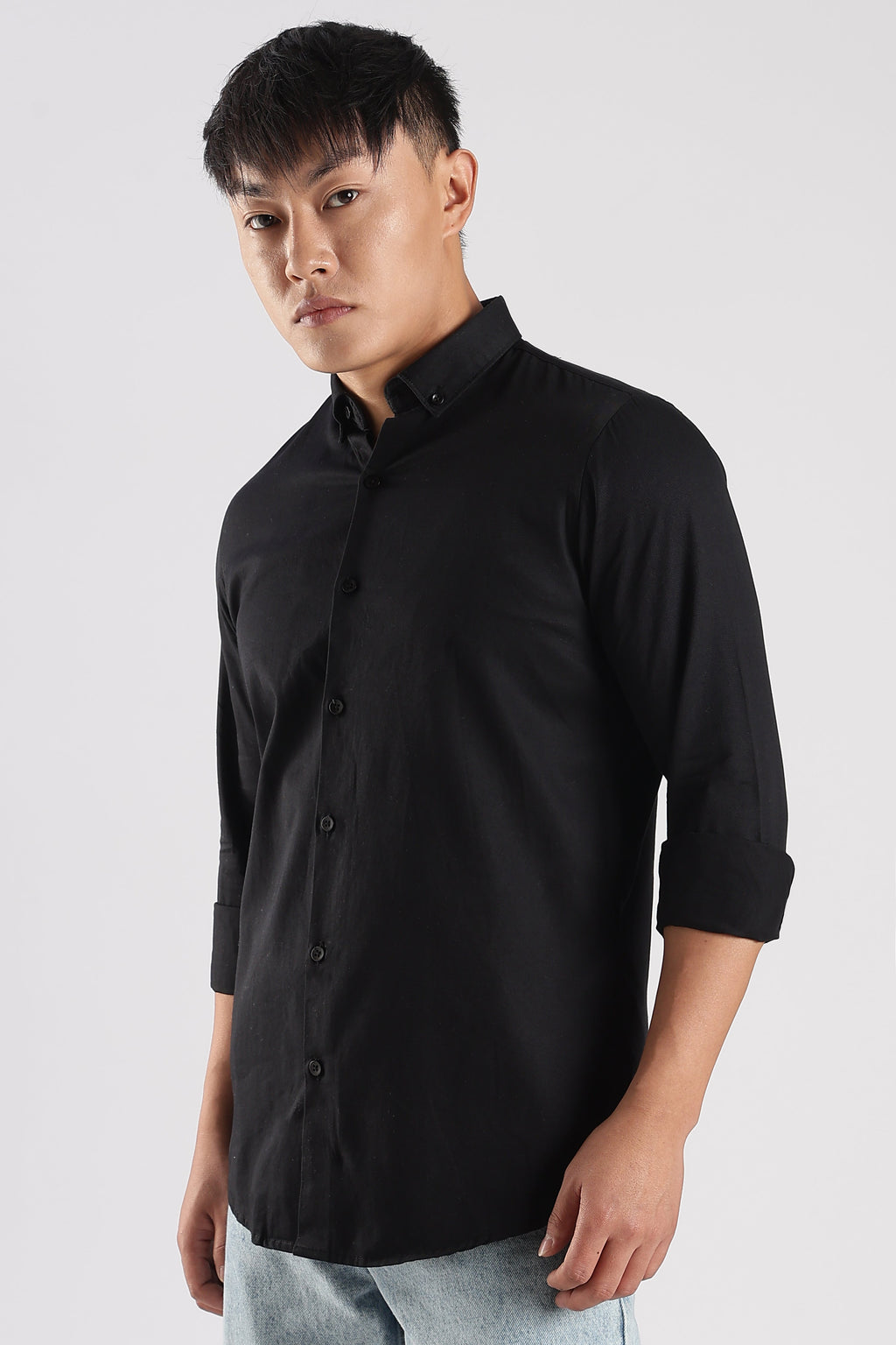 Men Army Twill Shirts-Black