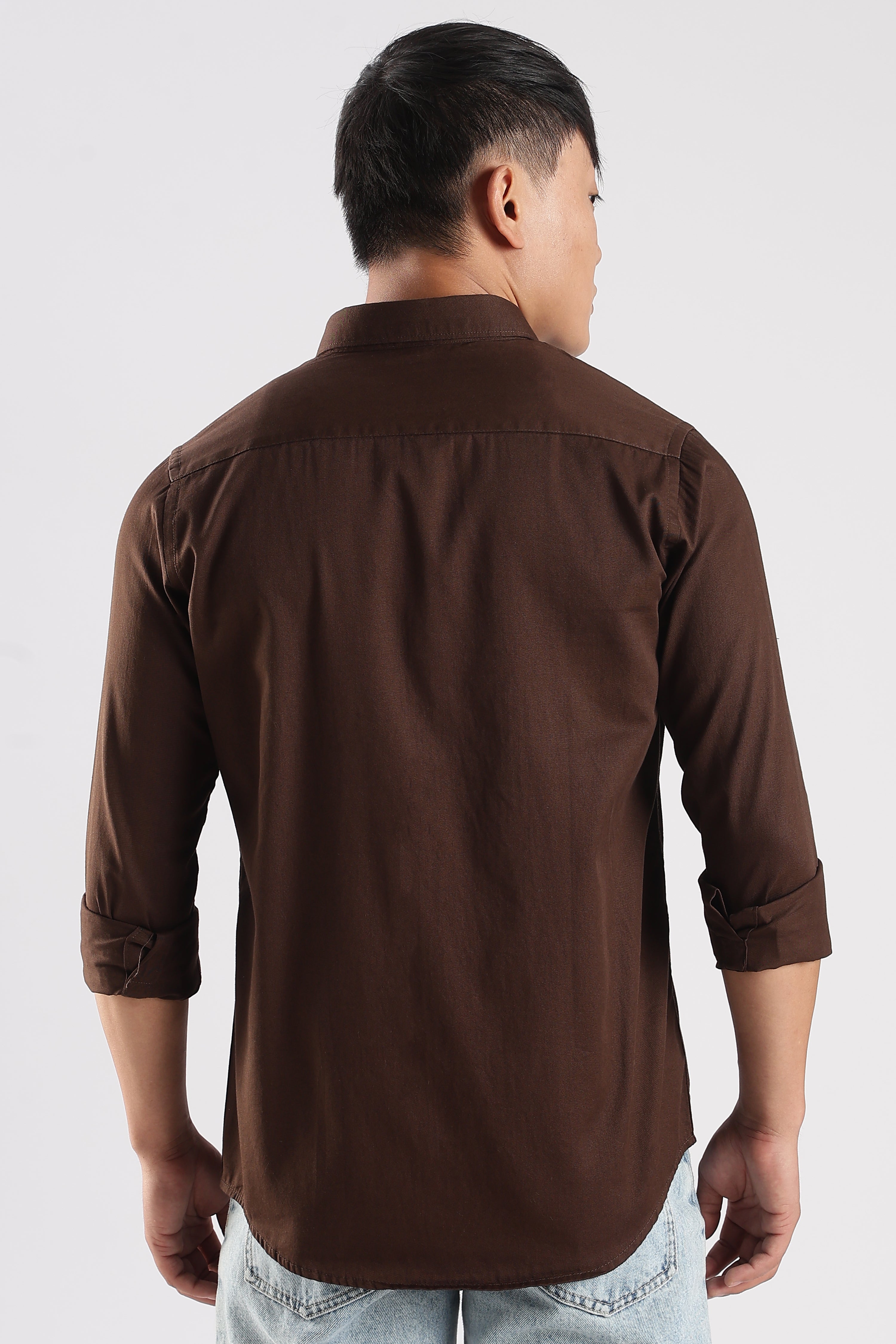 Men Army Twill Shirts-Brown