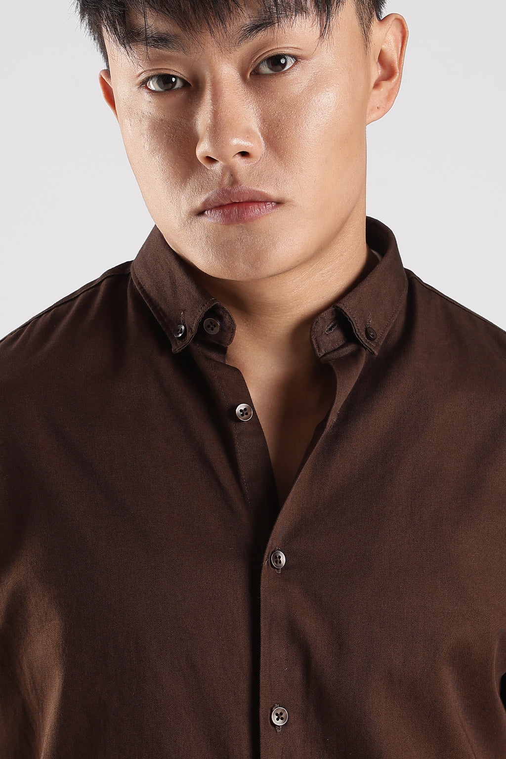 Men Army Twill Shirts-Brown