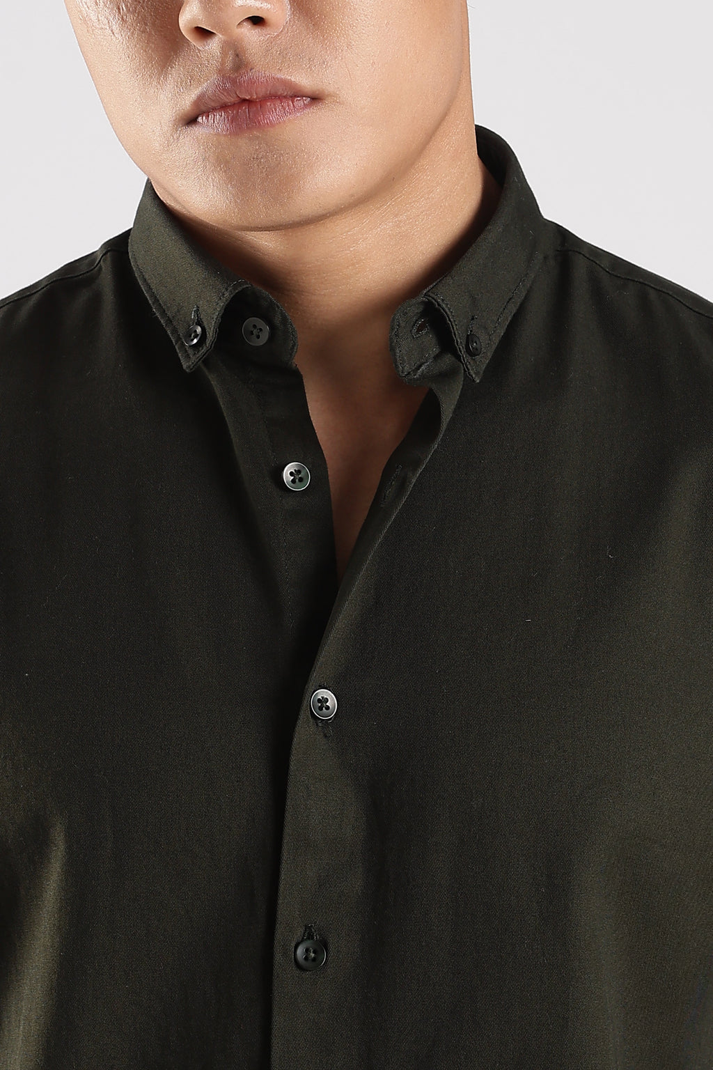 Men Army Twill Shirts-Olive