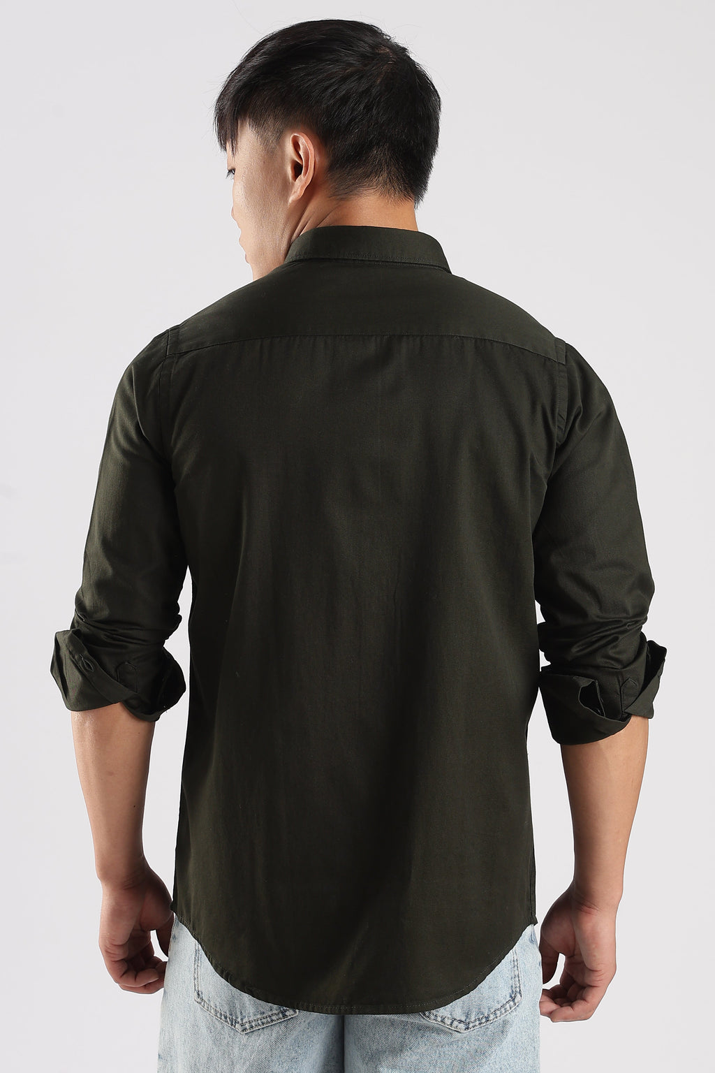 Men Army Twill Shirts-Olive