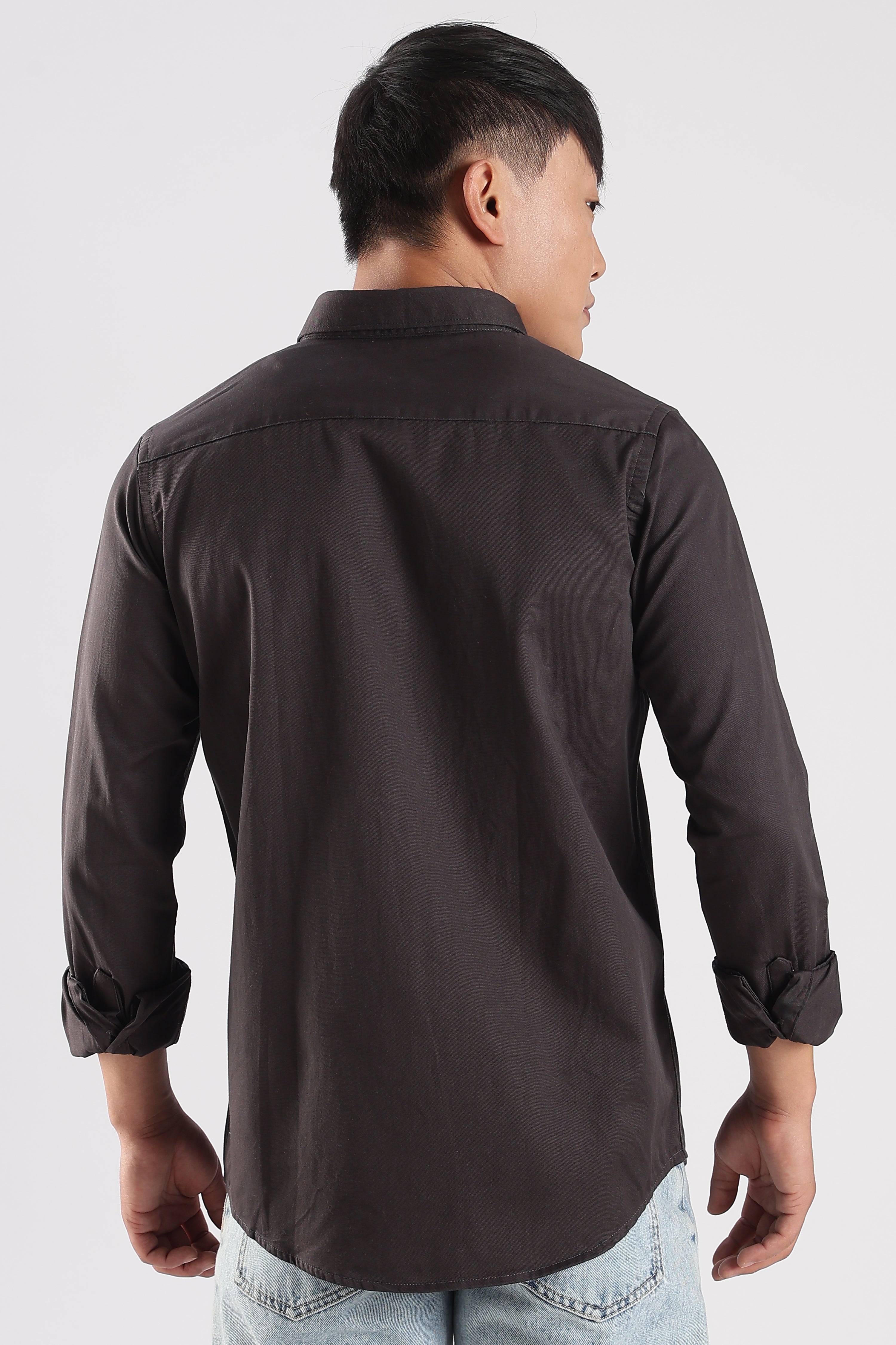 Men Army Twill Shirts-Grey