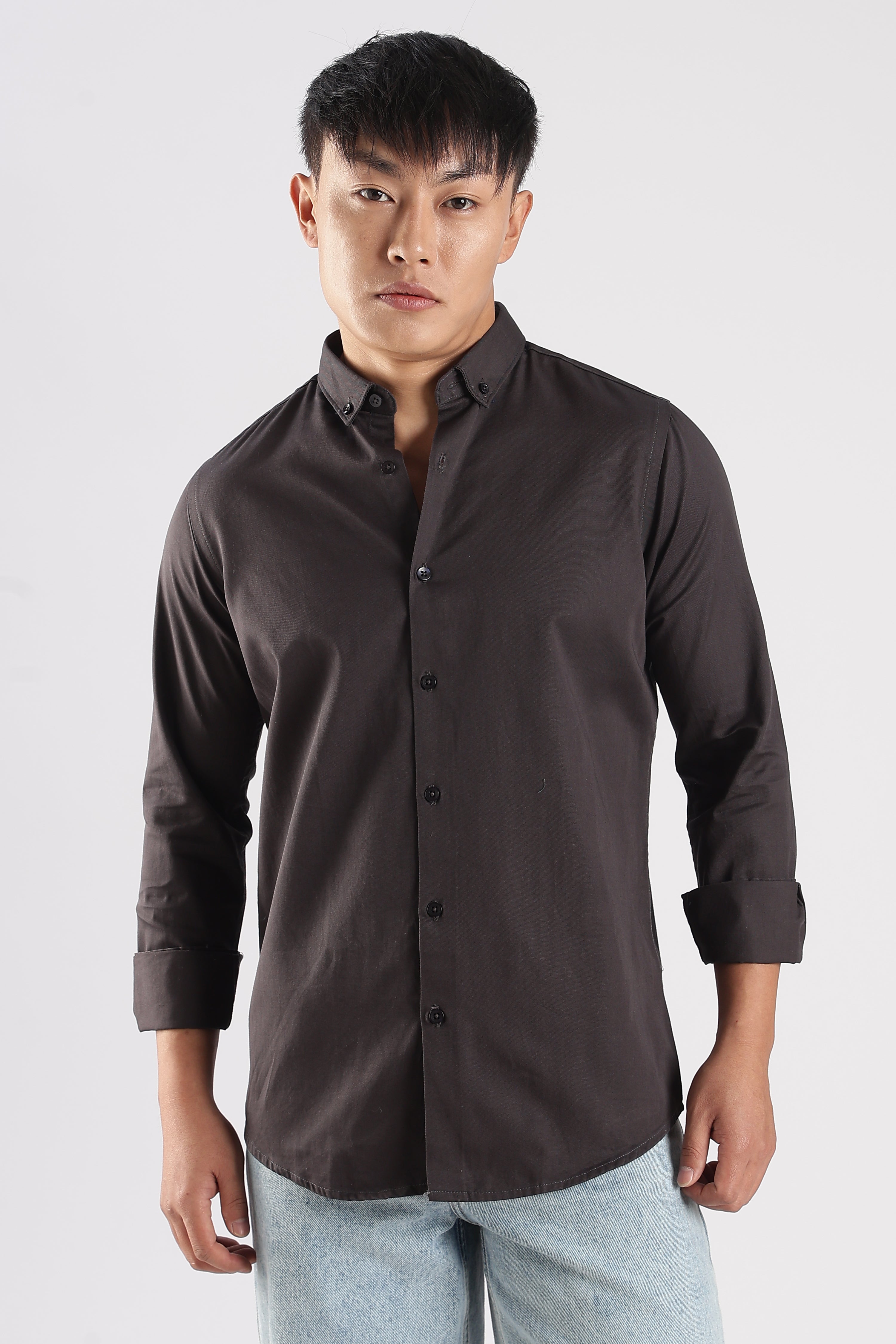 Men Army Twill Shirts-Grey