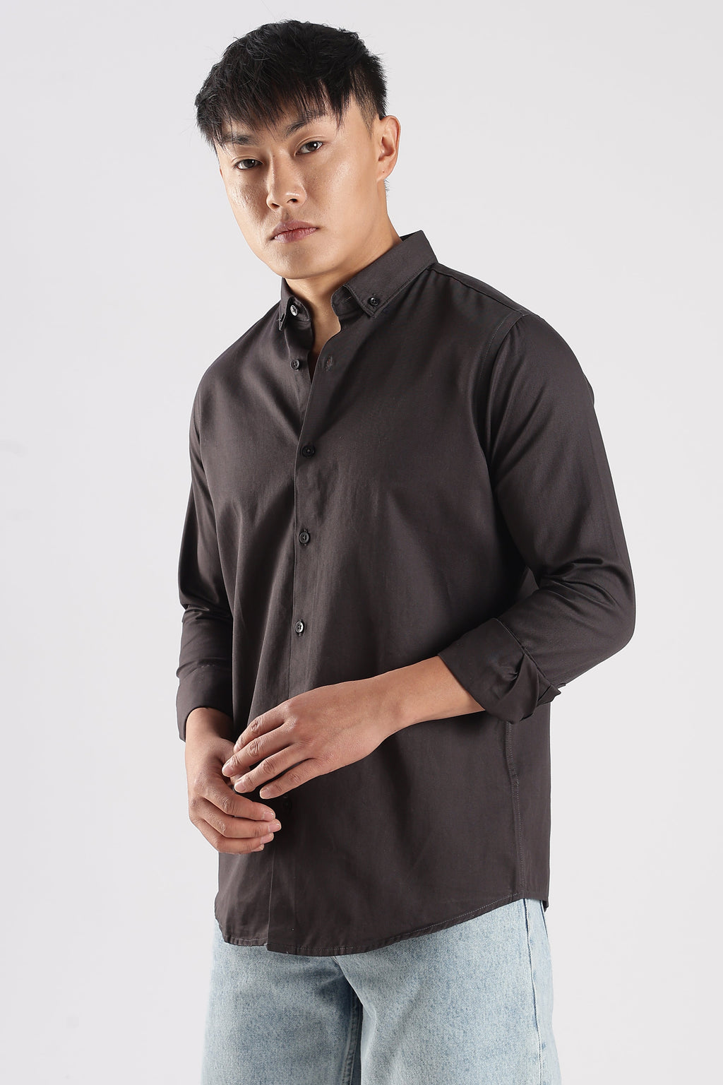 Men Army Twill Shirts-Grey