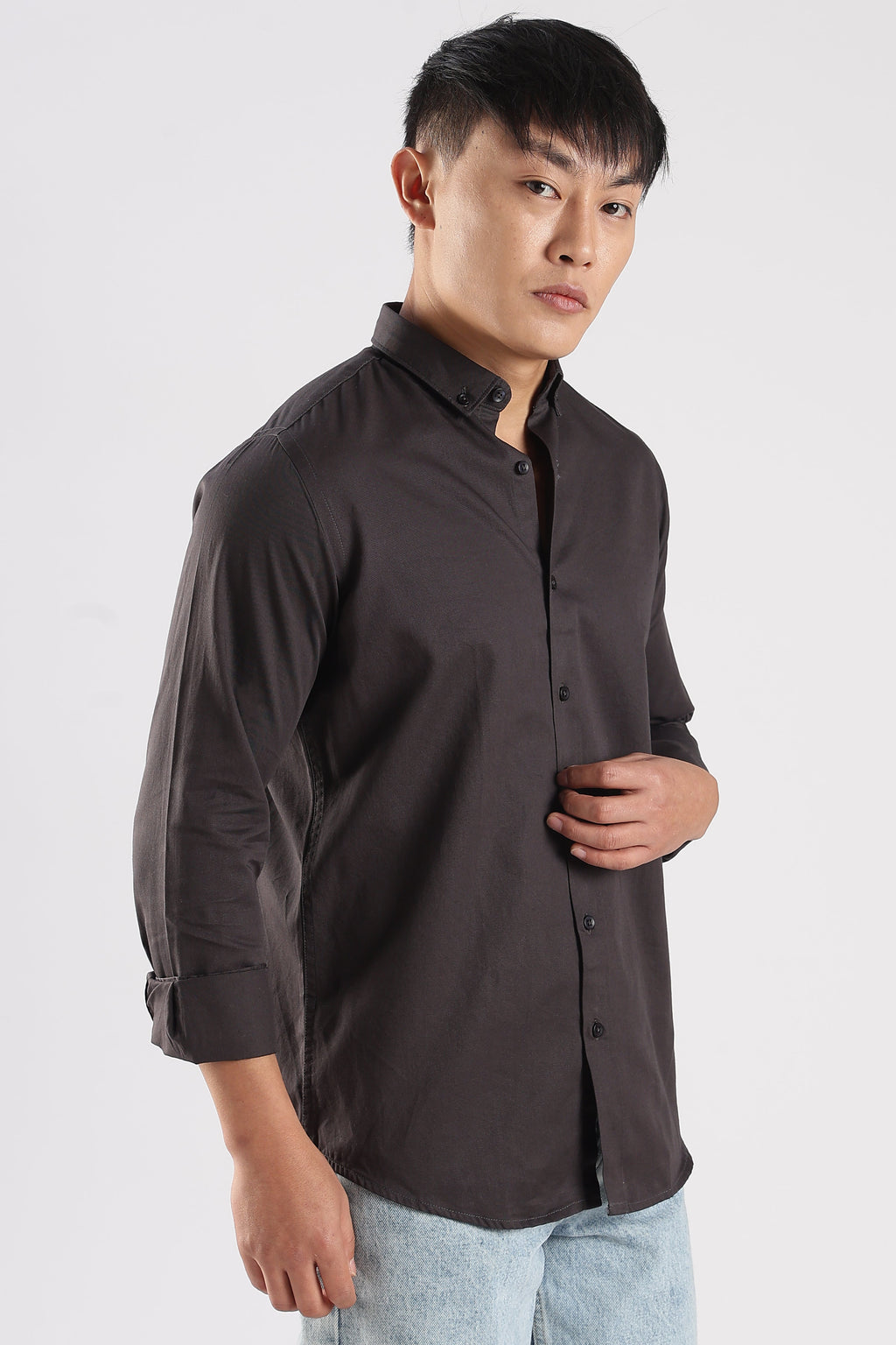 Men Army Twill Shirts-Grey