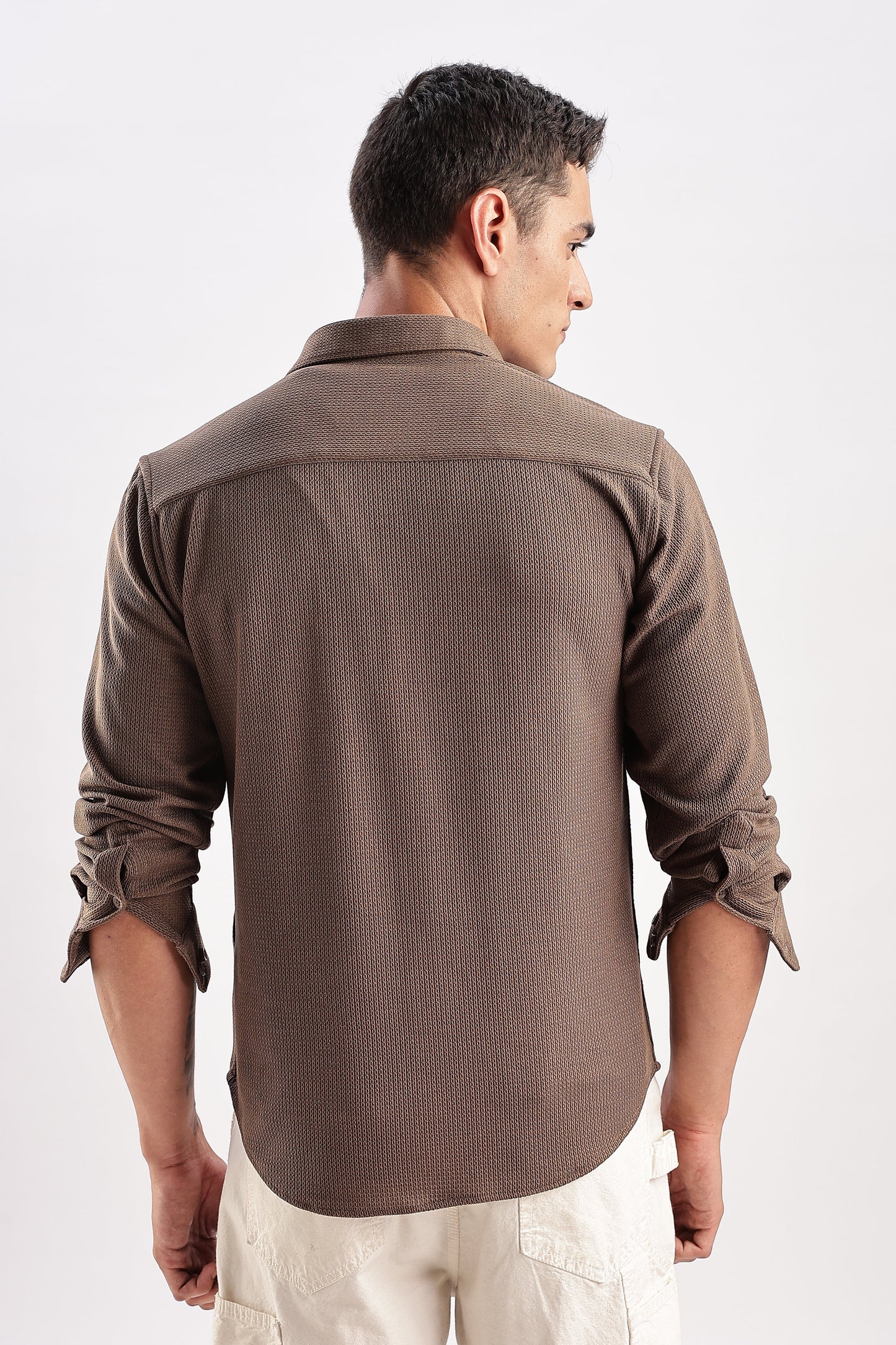 Men Honeycomb TXO Shirts-Brown