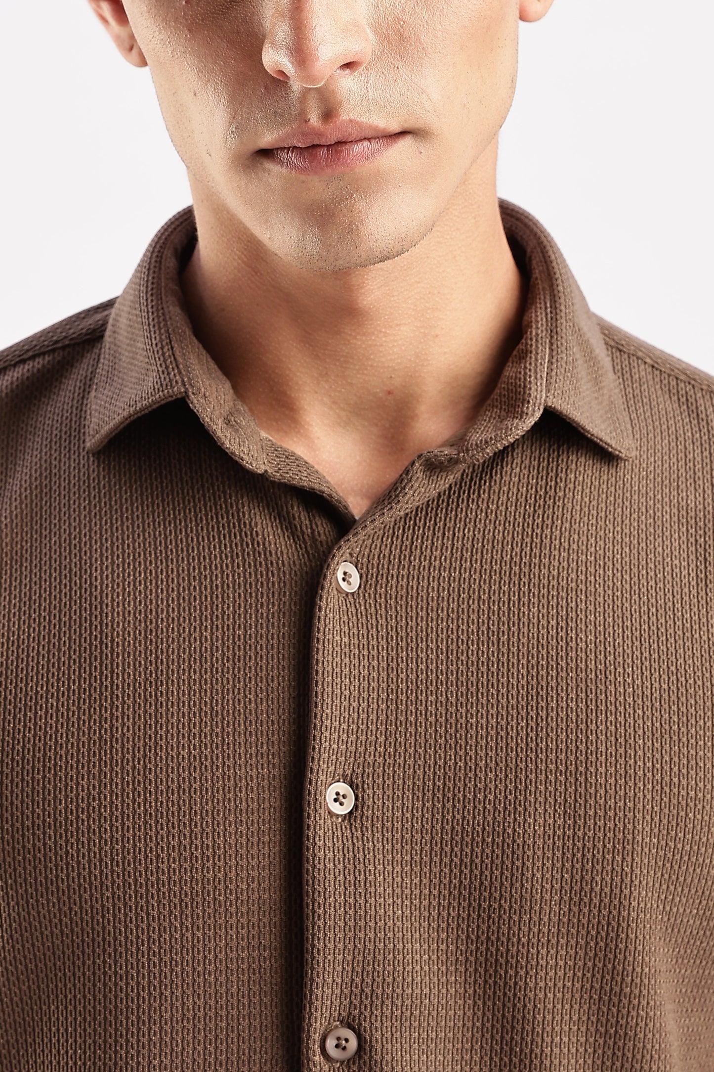 Men Honeycomb TXO Shirts-Brown