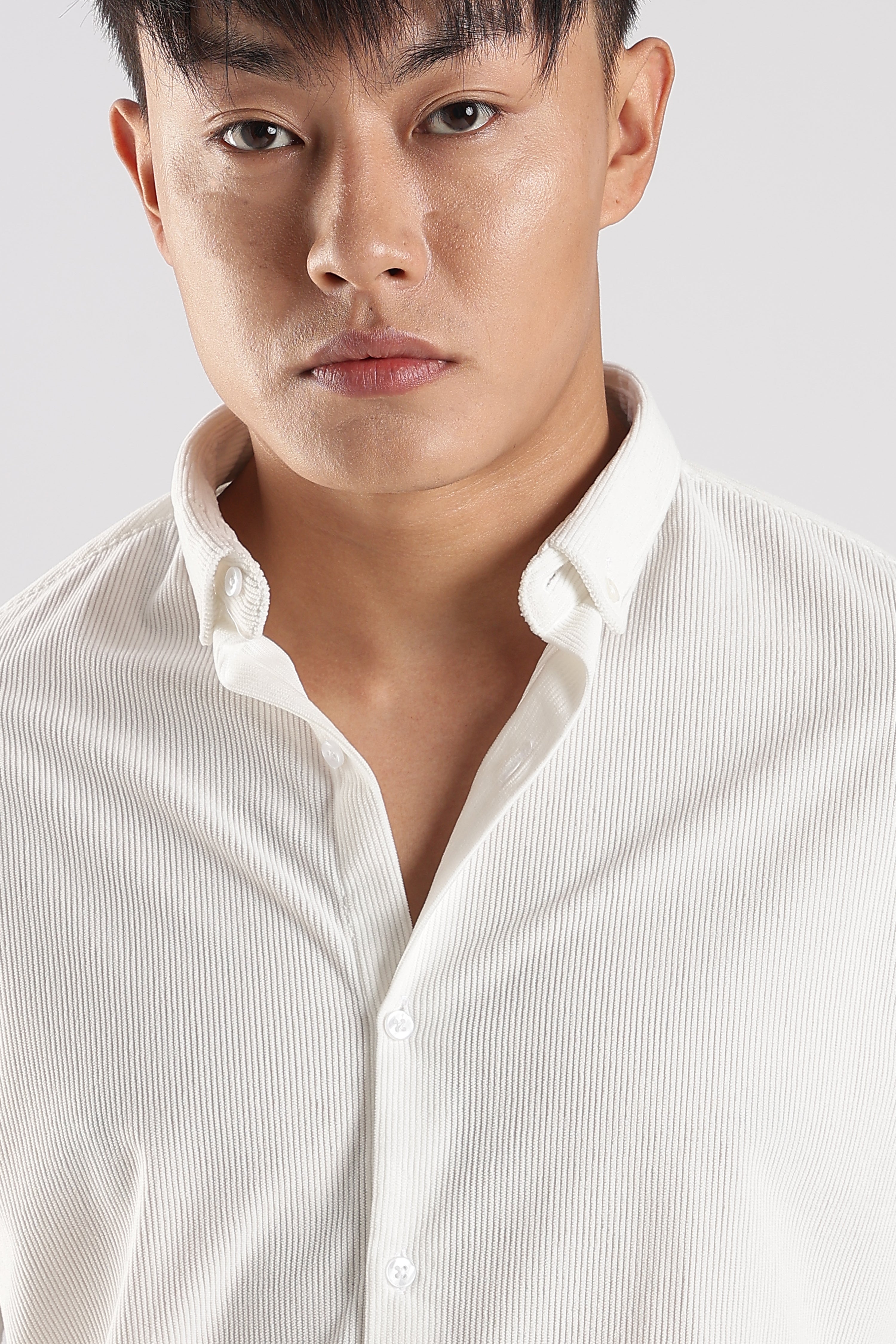 Men Corduroy Shirts-White