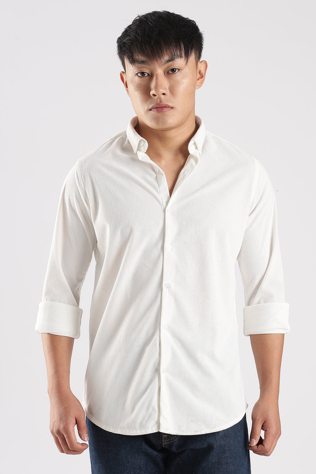 Men Corduroy Shirts-White