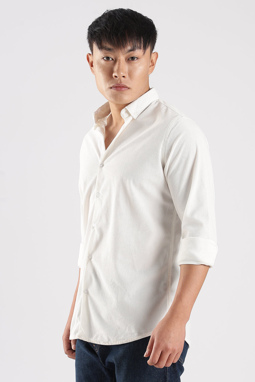 Men Corduroy Shirts-White