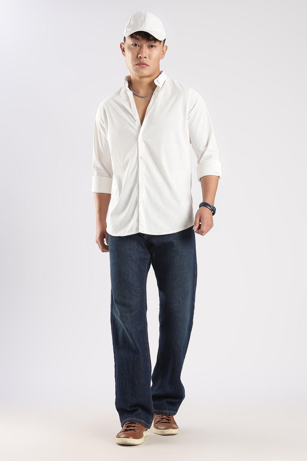 Men Corduroy Shirts-White