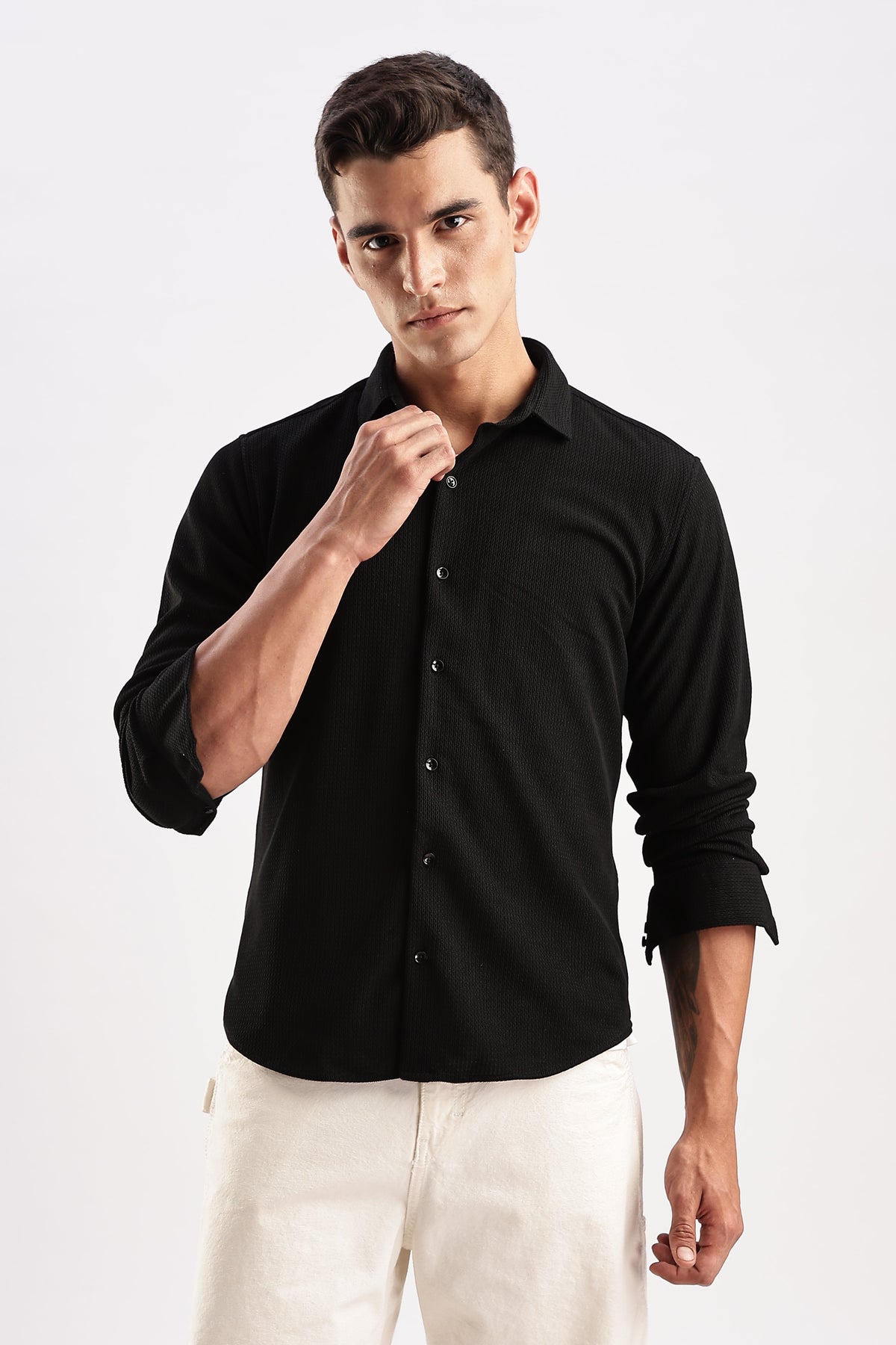 Men Honeycomb TXO Shirts-Black