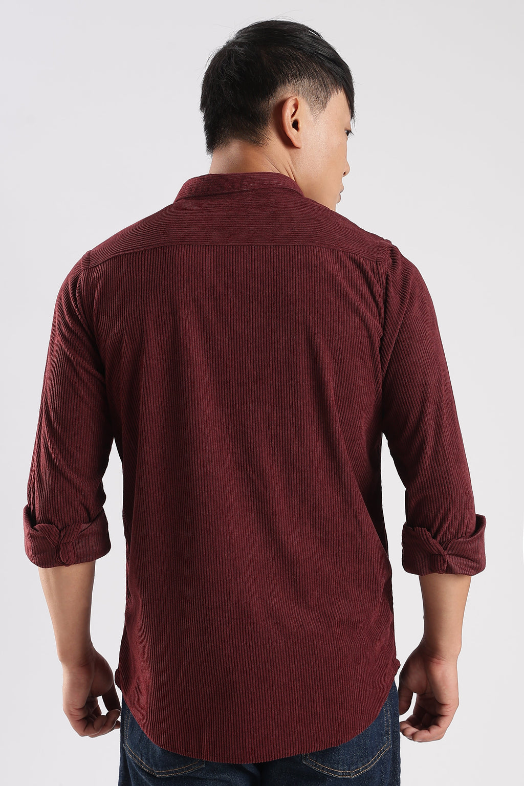 Men Corduroy Shirts-Maroon
