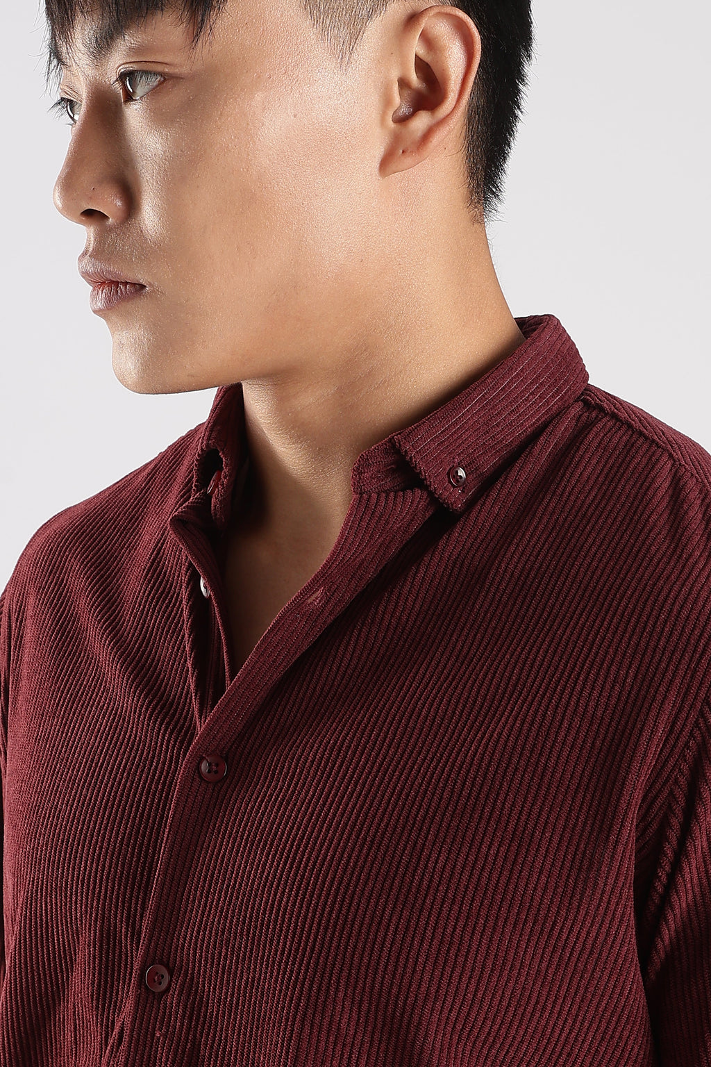 Men Corduroy Shirts-Maroon