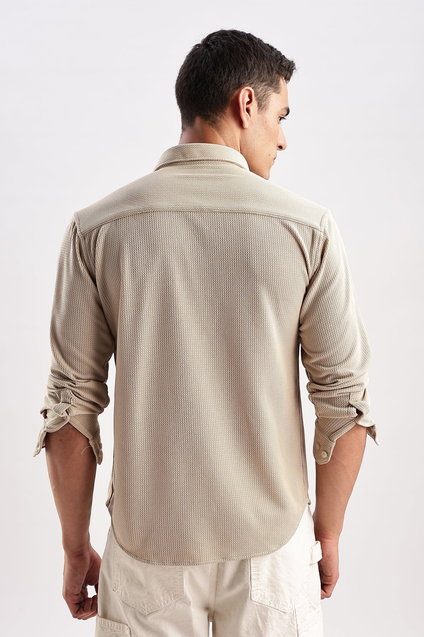 Men Honeycomb TXO Shirts-Beige