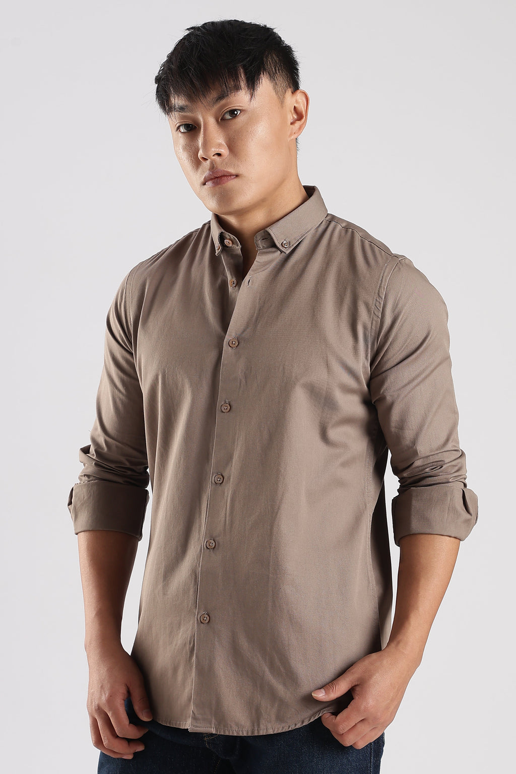 Men Army Twill Shirts-Khakhi