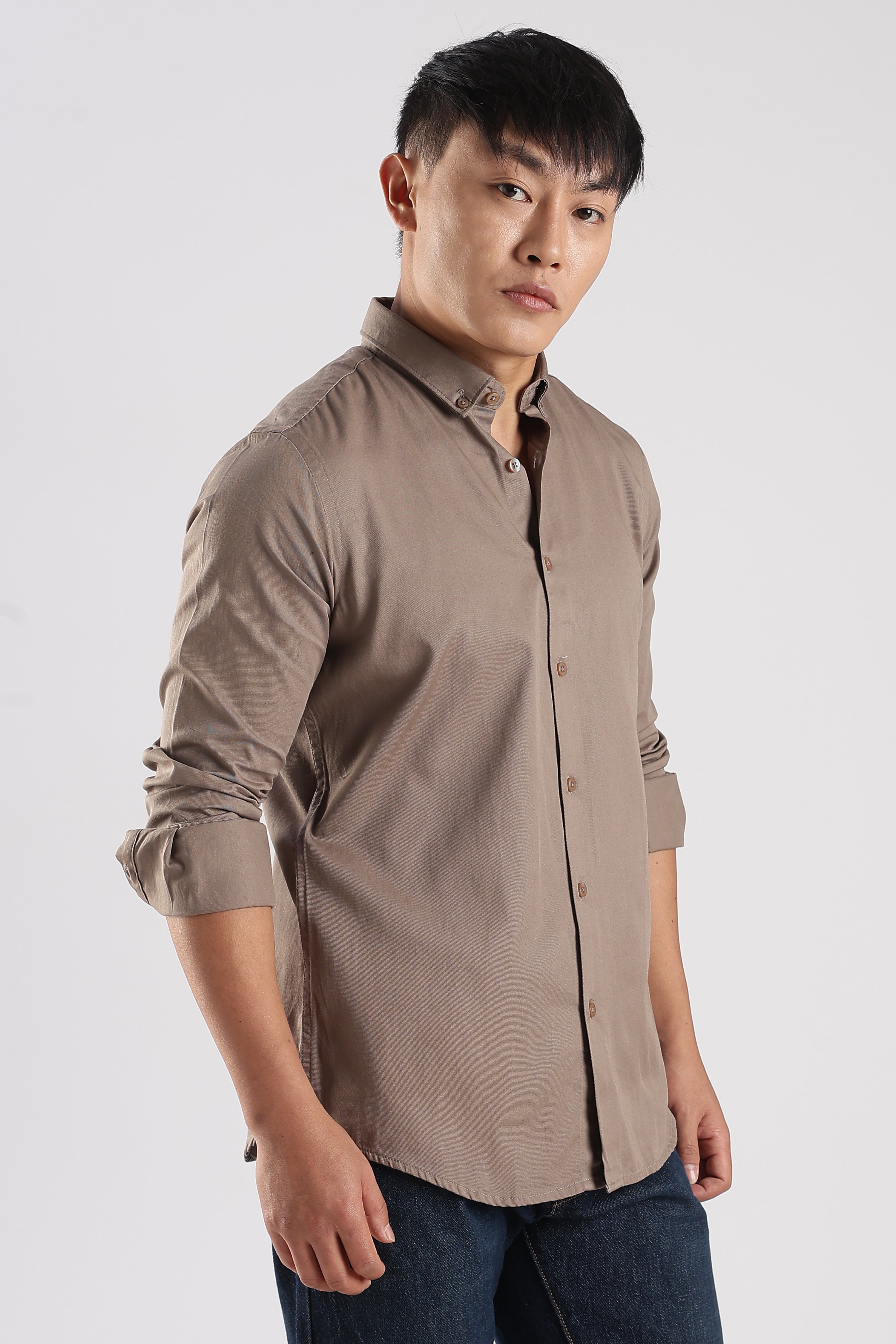 Men Army Twill Shirts-Khakhi