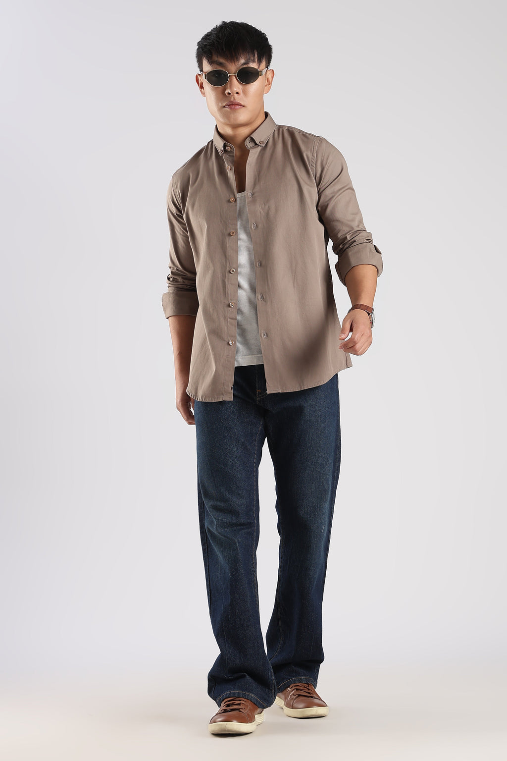 Men Army Twill Shirts-Khakhi