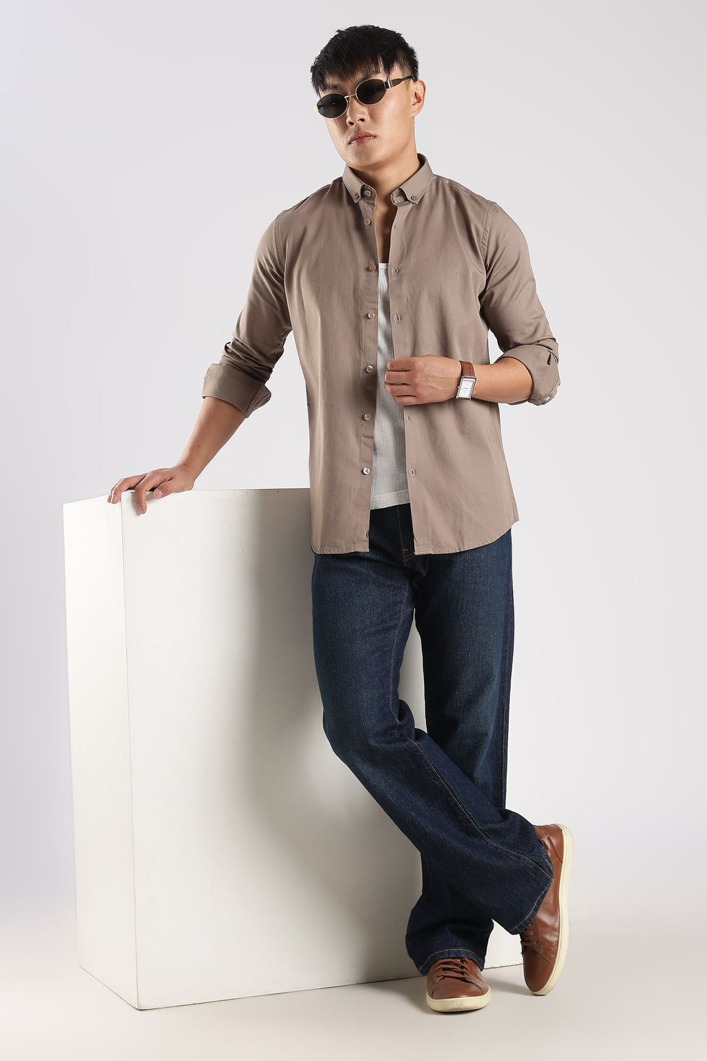 Men Army Twill Shirts-Khakhi