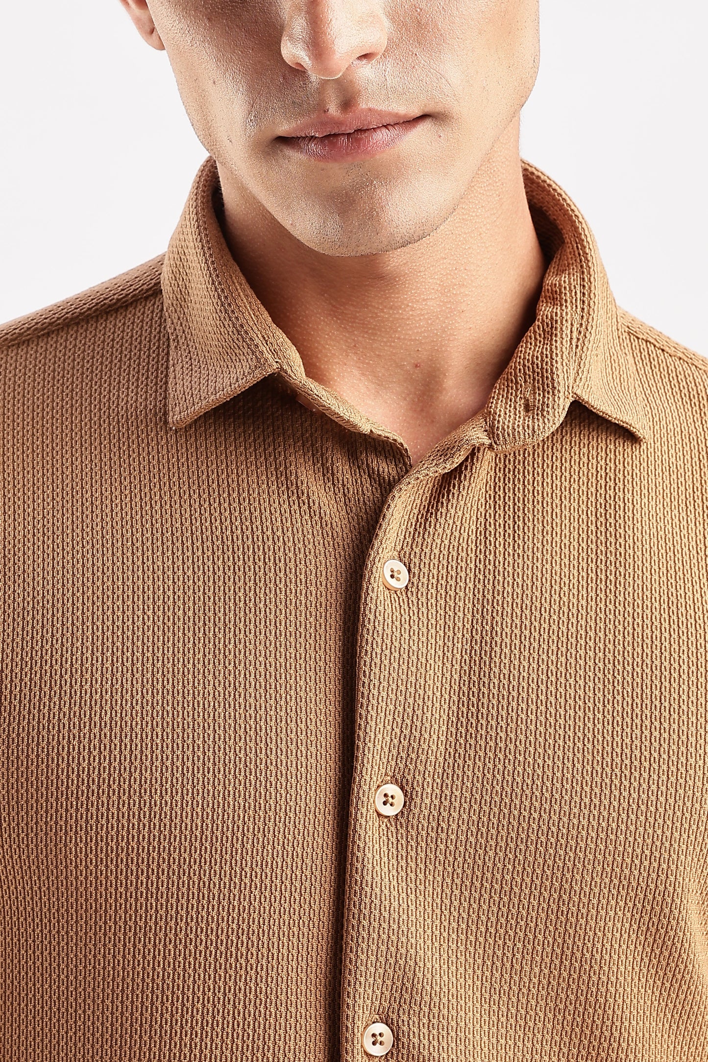 Men Honeycomb TXO Shirts-Khakhi