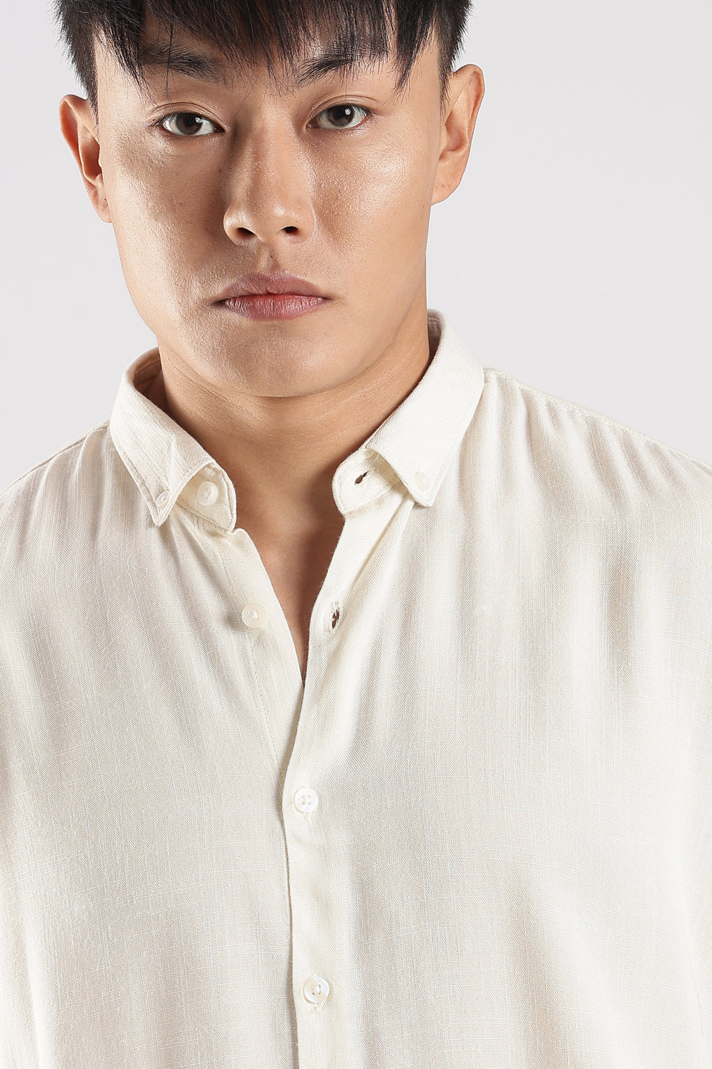 Men Linen Mix Shirts-Cream