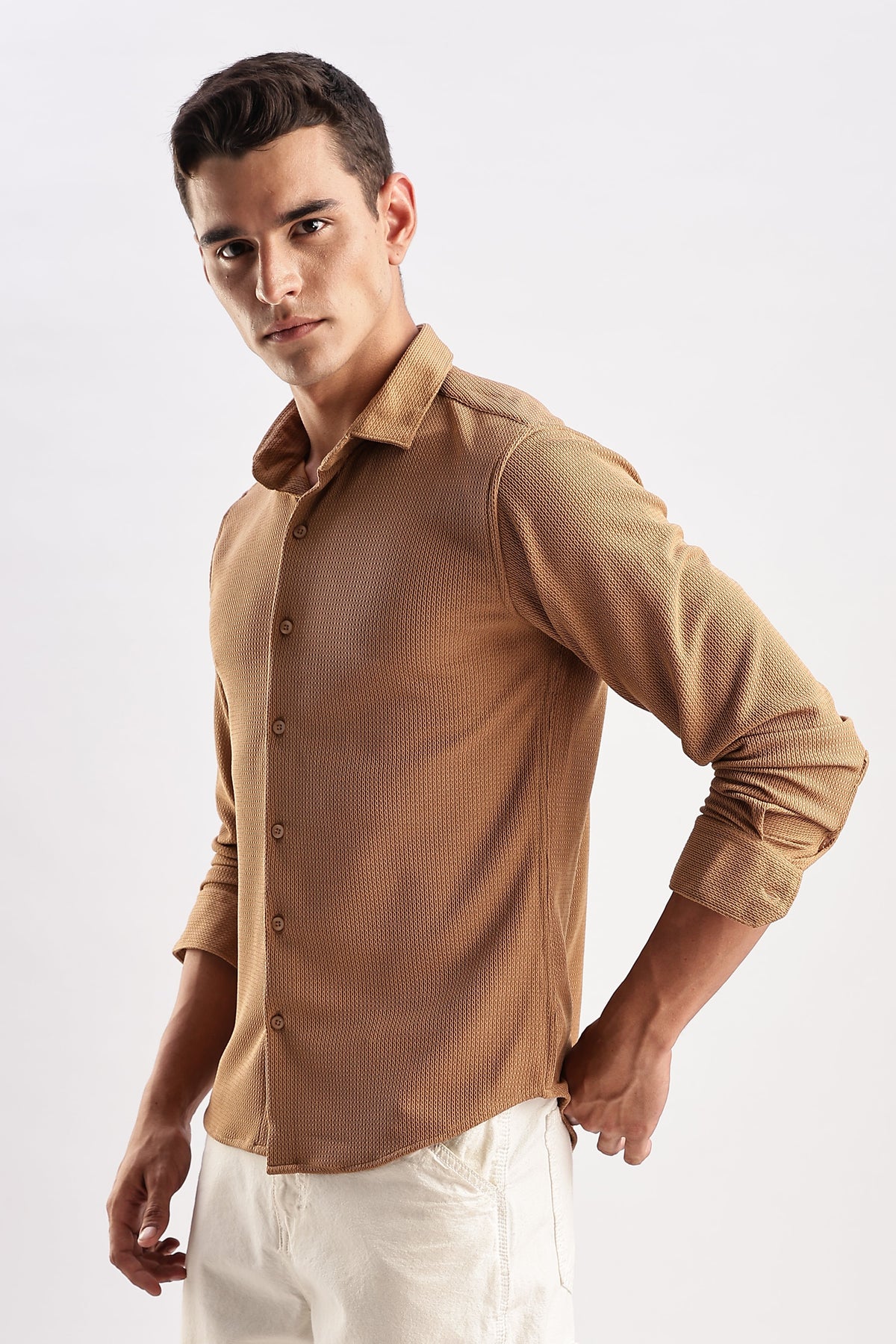 Men Honeycomb TXO Shirts-Khakhi