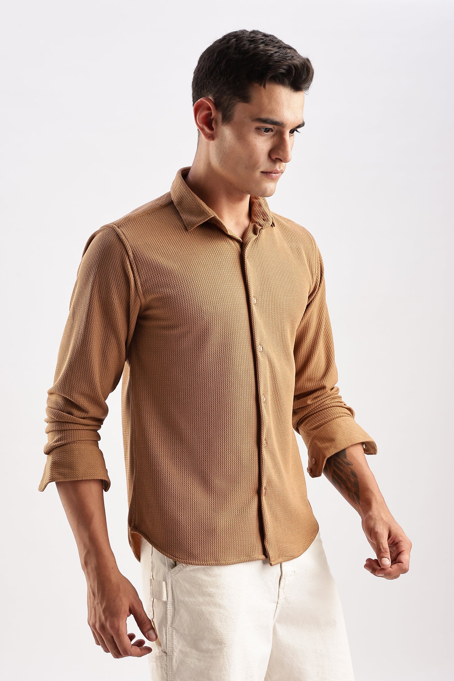 Men Honeycomb TXO Shirts-Khakhi