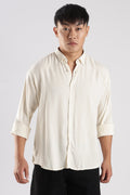 Men Linen Mix Shirts-Cream