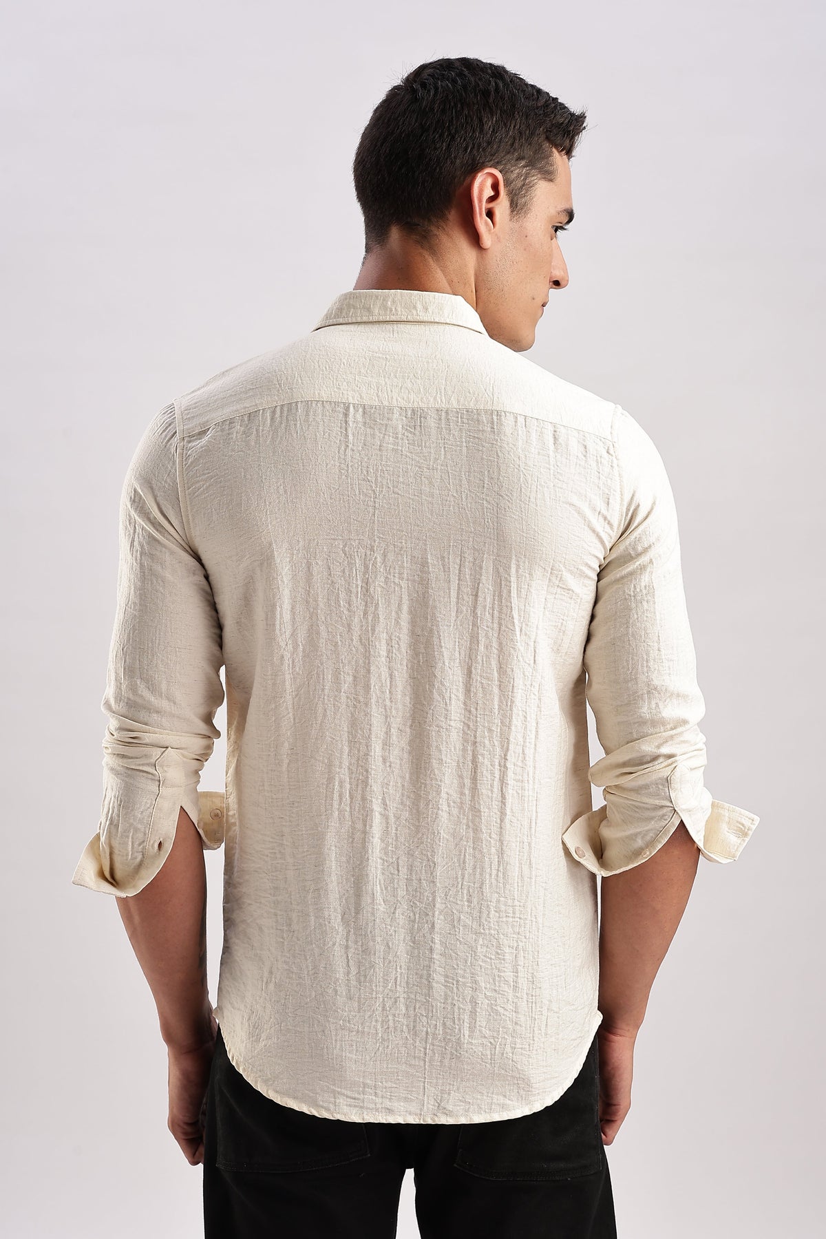 Men Lucas Look Linen Shirt-White